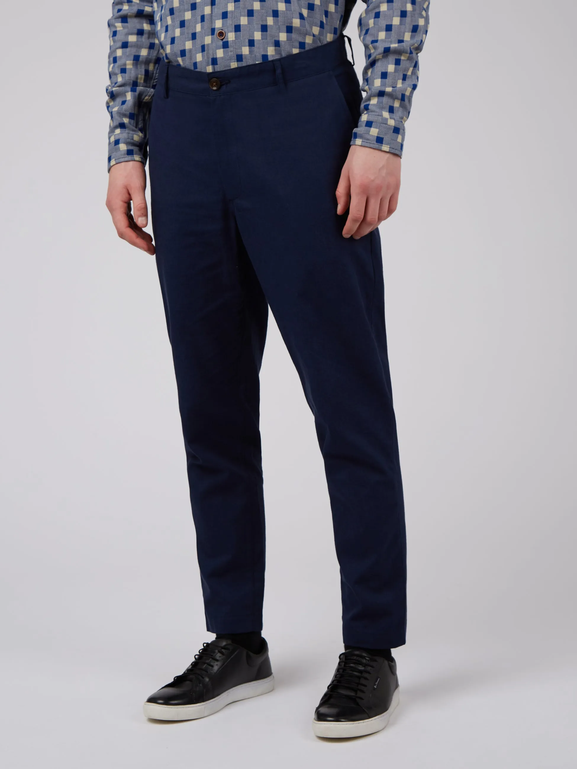 Linen Blend Slim Taper Trouser - Marine sold by Ben Sherman