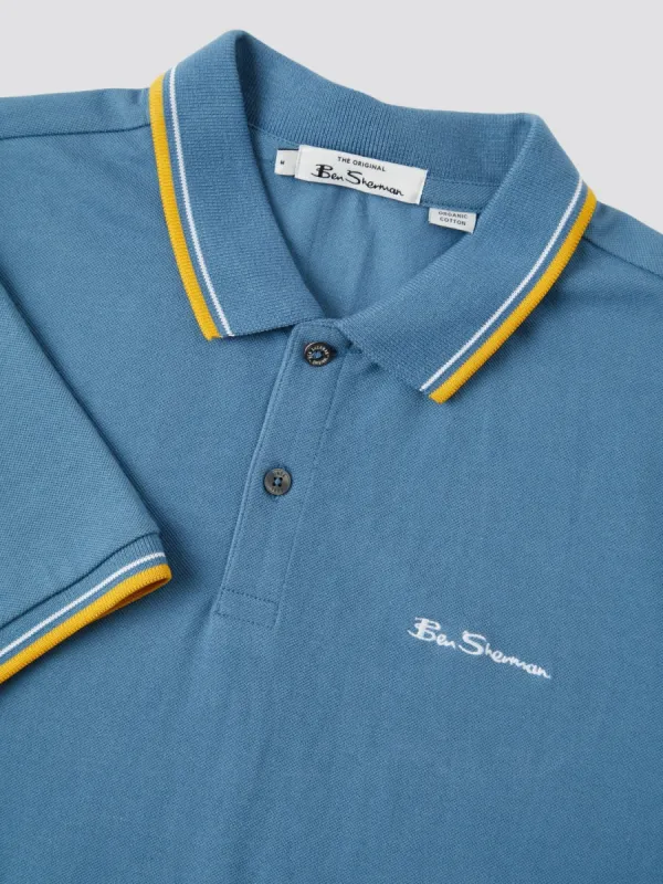 Signature Organic Cotton Polo - Blue Shadow sold by Ben Sherman