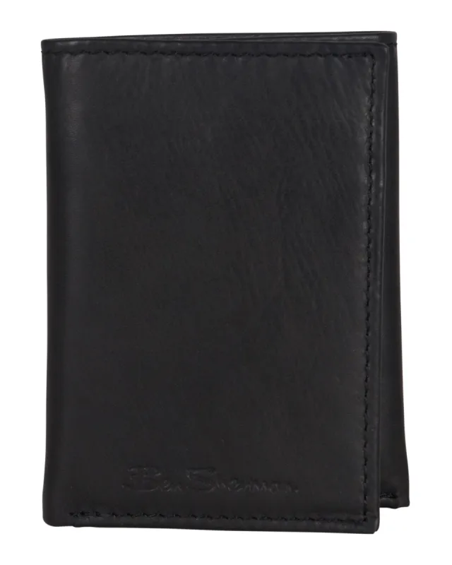 Manchester Marble Crunch Leather Trifold Wallet - Black made by Heritage