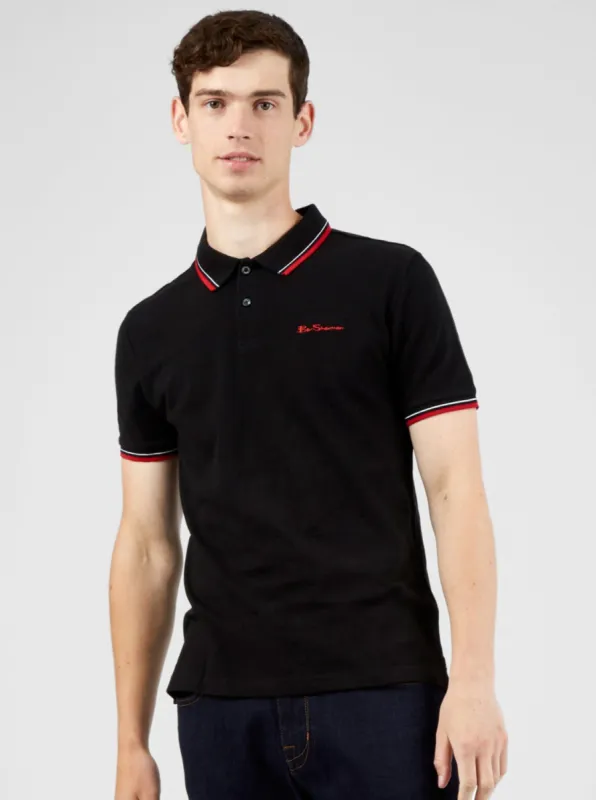 Signature Organic Cotton Polo - Black sold by Ben Sherman