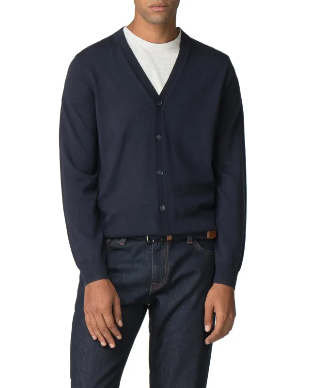 Merino Cardigan Sweater - Navy Blazer sold by Ben Sherman