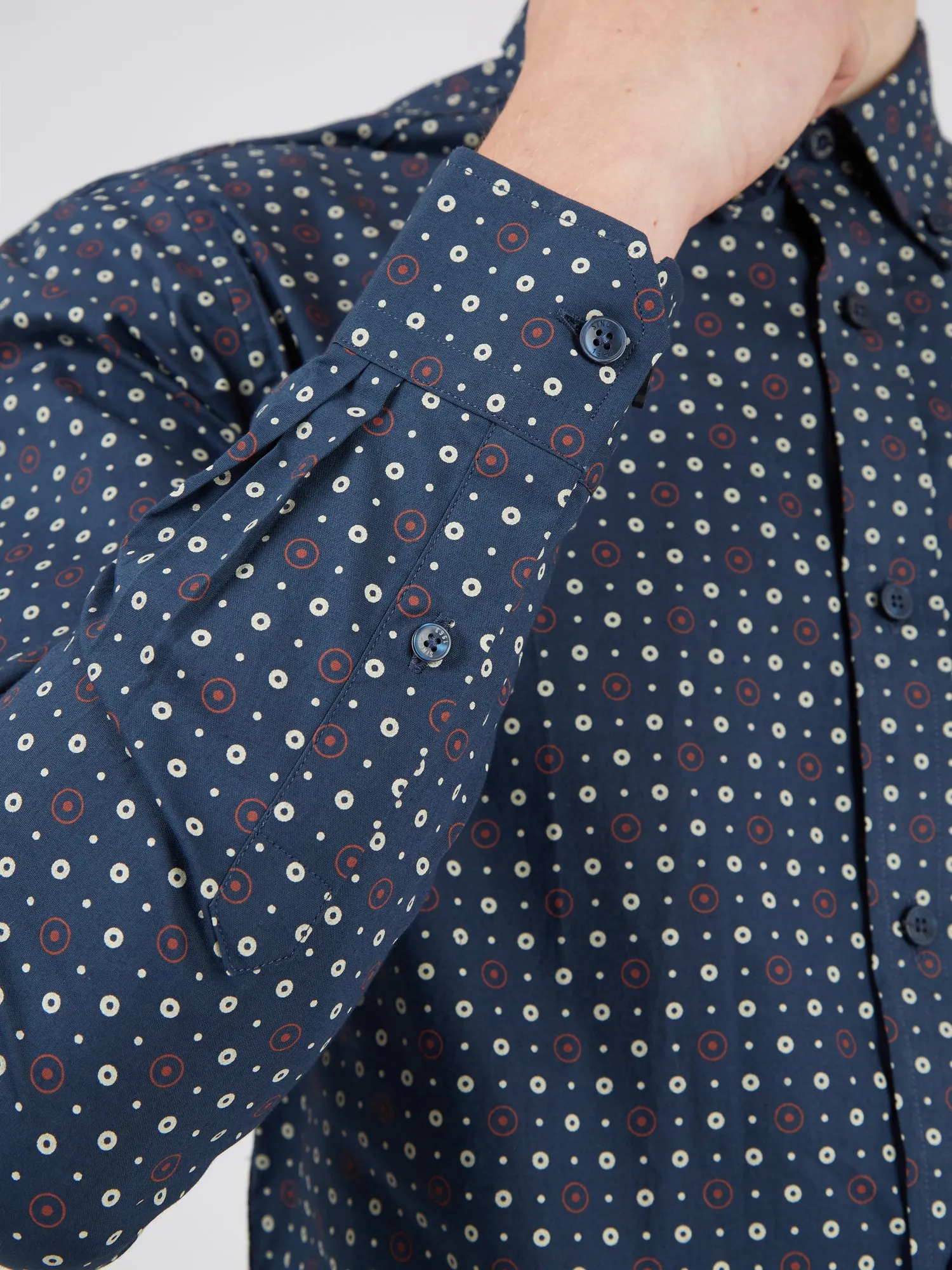 Long-Sleeve Retro Spot-Print Shirt - Dark Blue sold by Ben Sherman product image thumbnail 4