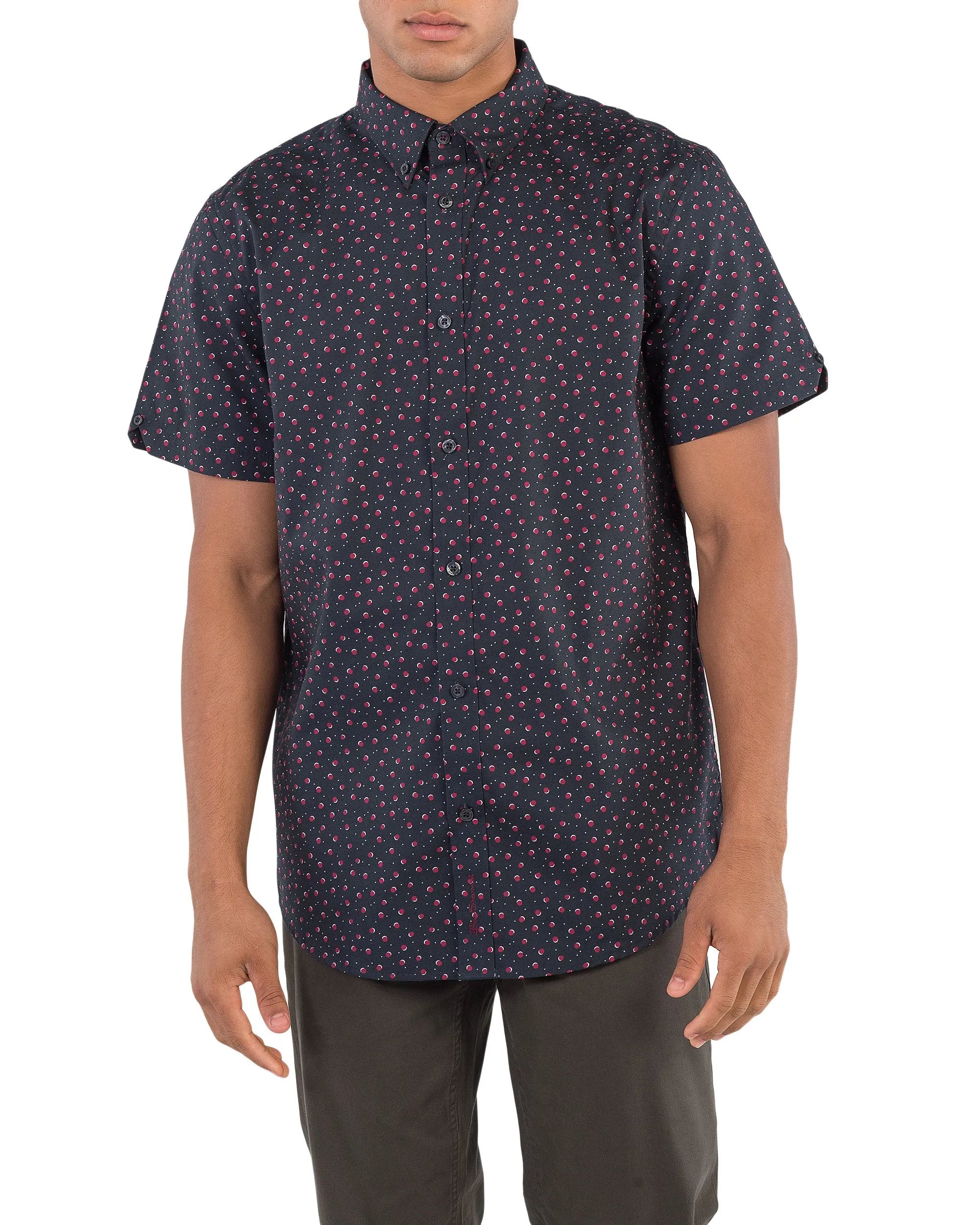 Short-Sleeve Shadow Spot Print Shirt - Black sold by Ben Sherman