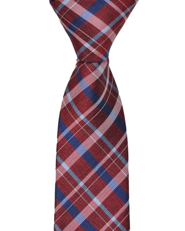 Kensleigh Plaid Silk Neck Tie - Red made by Ben Sherman
