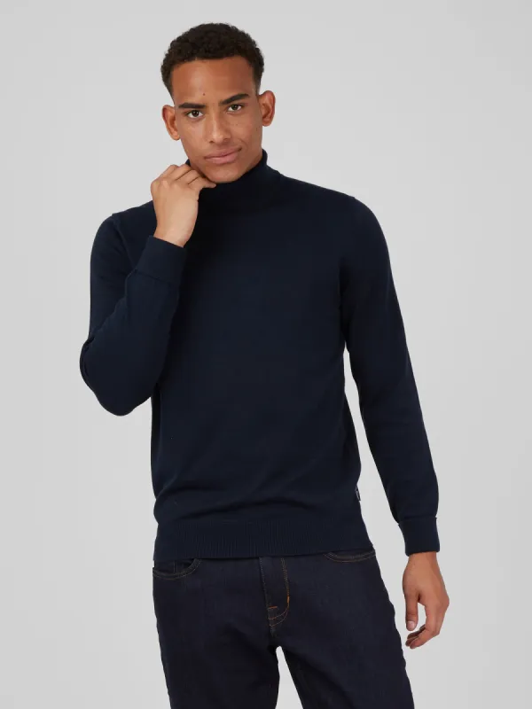 Signature Organic Knit Roll-Neck Sweater - Dark Navy made by Ben Sherman