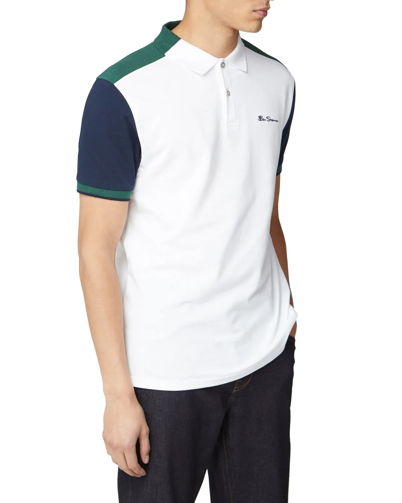 Colorblocked Polo Shirt - White sold by Ben Sherman