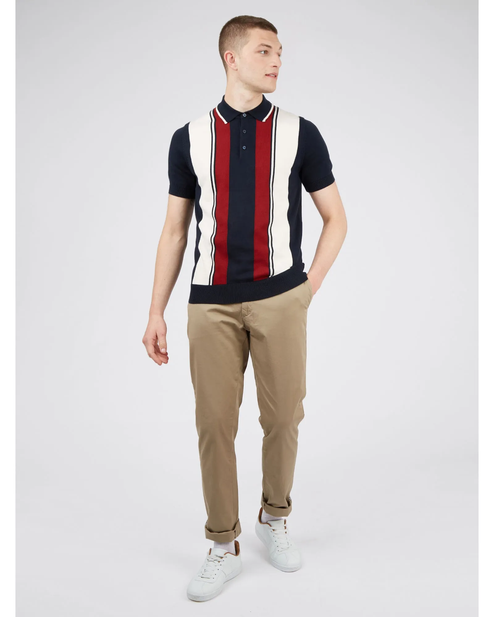 Iconic Vertical Wide-Stripe Mod Polo - Dark Navy sold by Ben Sherman product image thumbnail 5