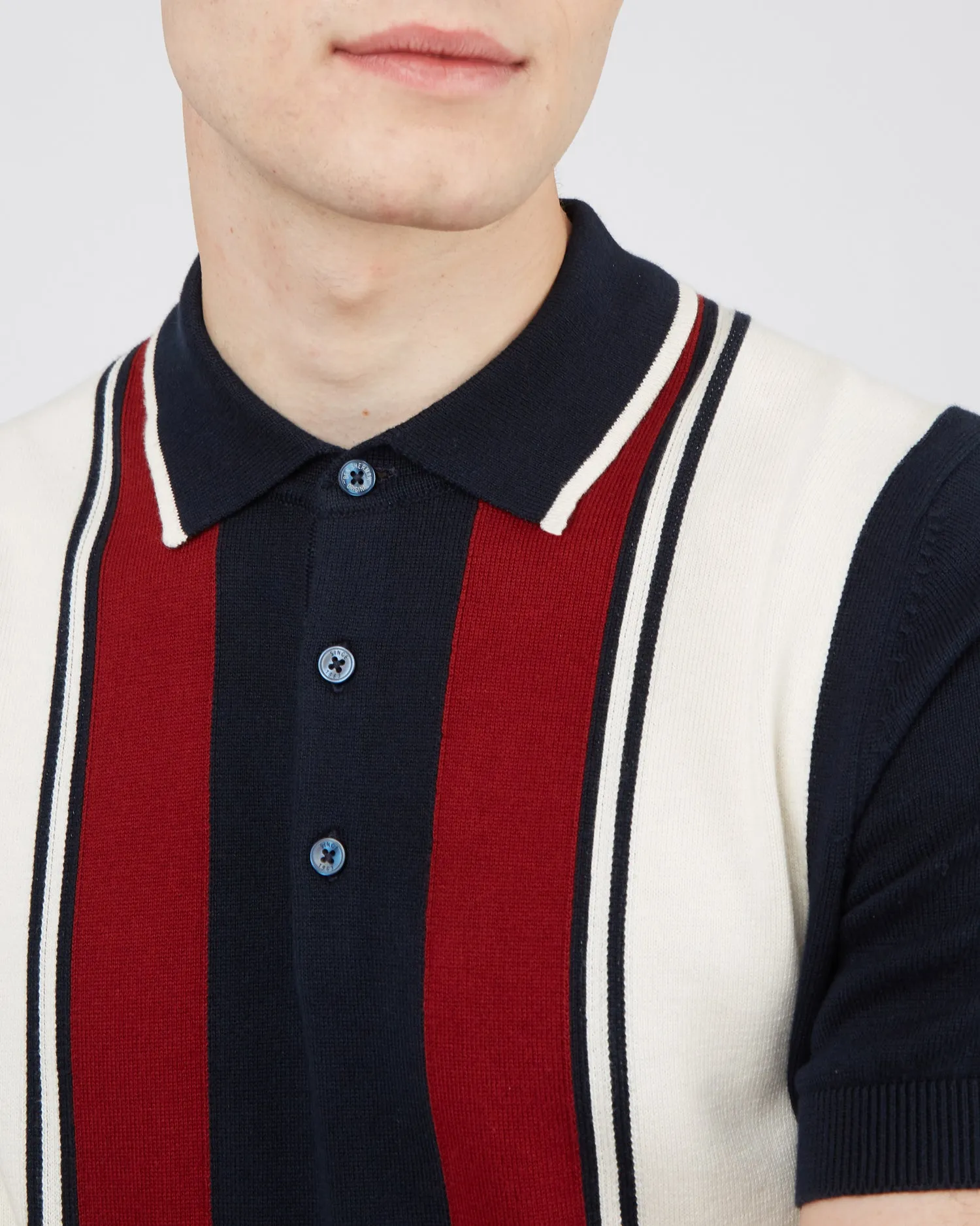 Iconic Vertical Wide-Stripe Mod Polo - Dark Navy sold by Ben Sherman product image thumbnail 4