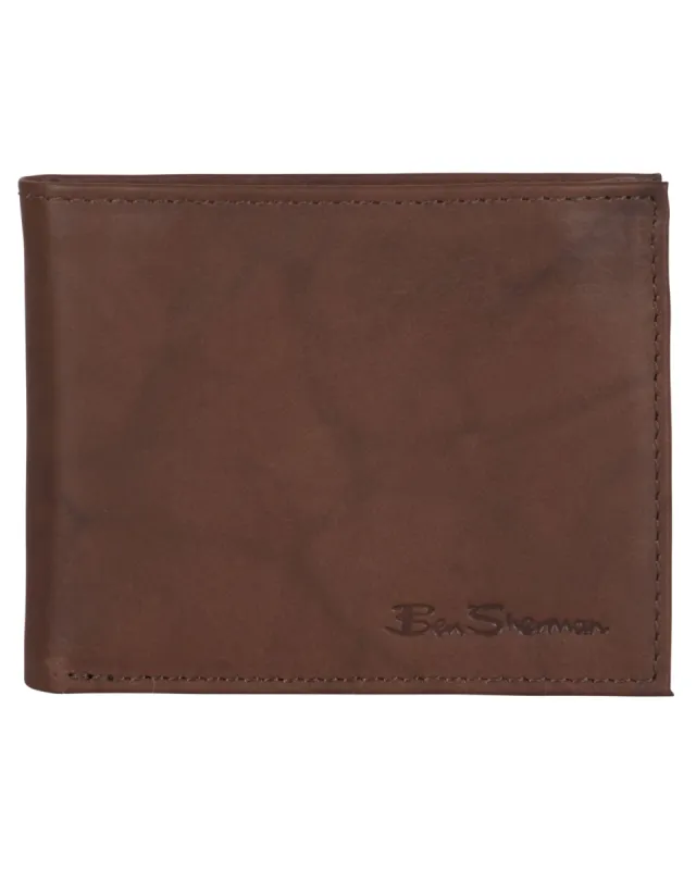 Manchester Marble Crunch Leather Passcase Wallet with Flip-up ID Window - Brown made by Heritage