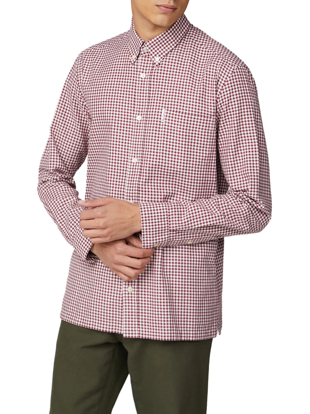 Long-Sleeve Archive Modernist Gingham Shirt - Wine sold by Ben Sherman