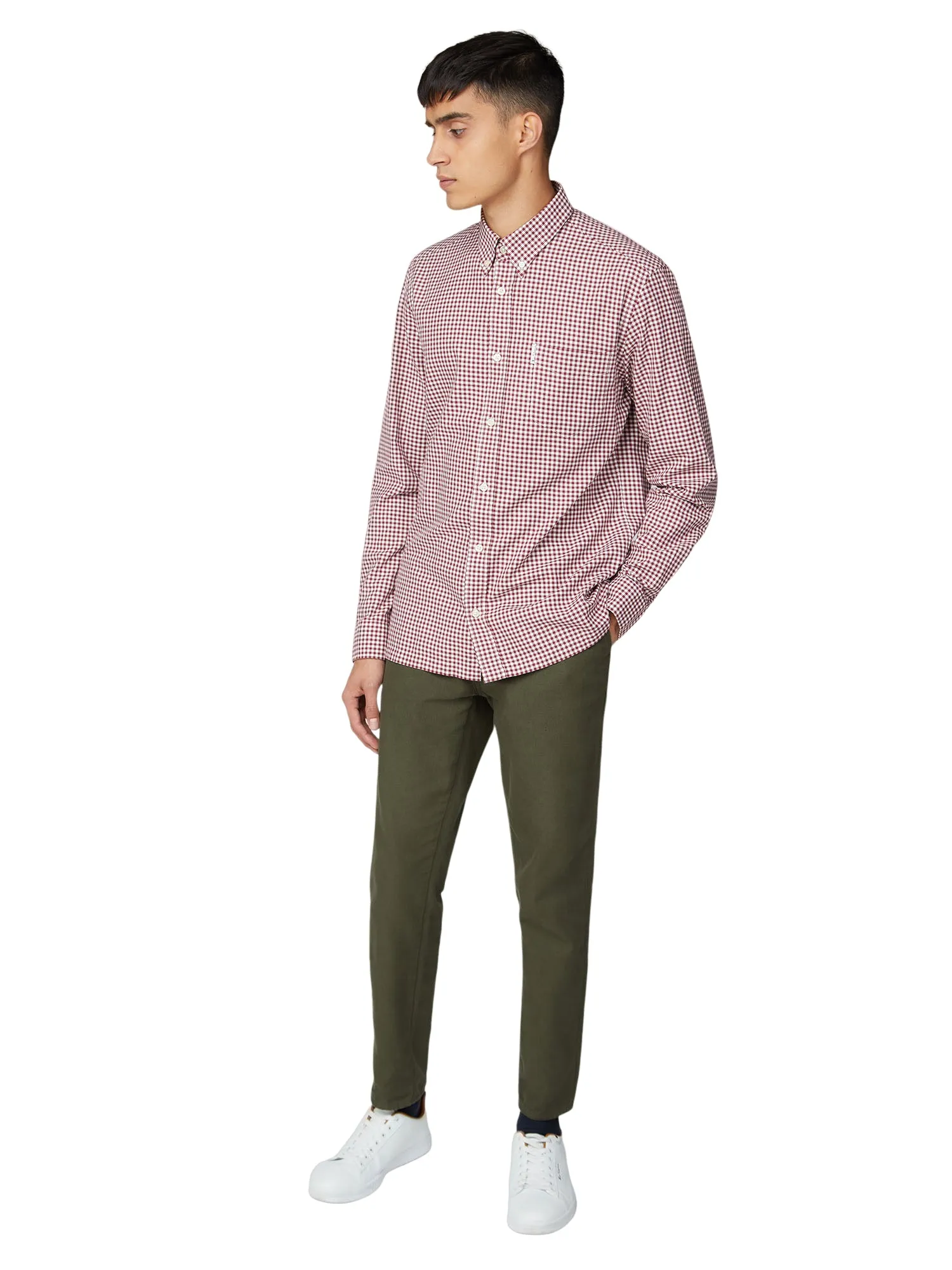 Long-Sleeve Archive Modernist Gingham Shirt - Wine sold by Ben Sherman product image thumbnail 4
