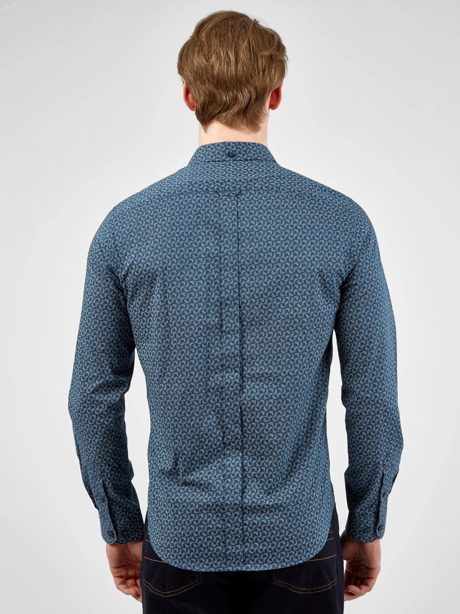 Long-Sleeve Stipple-Print Shirt - Dark Blue sold by Ben Sherman product image thumbnail 2