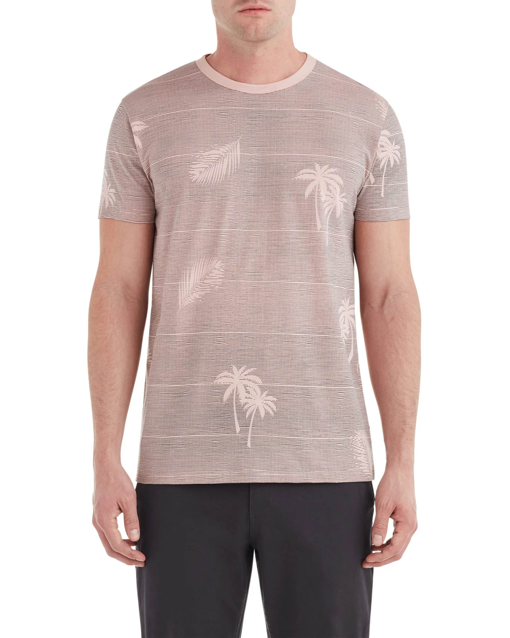 Palm Print Styled Tee - Light Pink sold by Ben Sherman