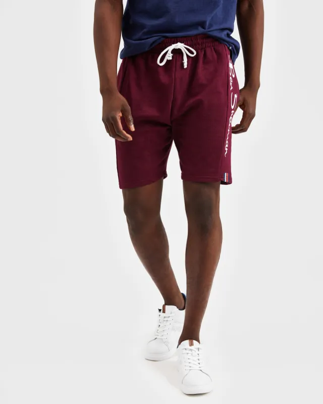 Casual Knit Logo Shorts - Burgundy sold by Ben Sherman