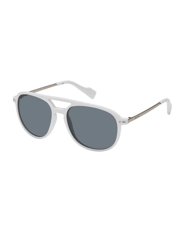 Reggie Polarized Eco-Green Sunglasses - White sold by Ben Sherman