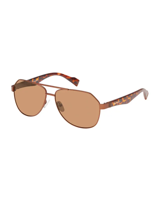 Alfie Polarized Aviator Sunglasses - Matte Brown sold by Ben Sherman