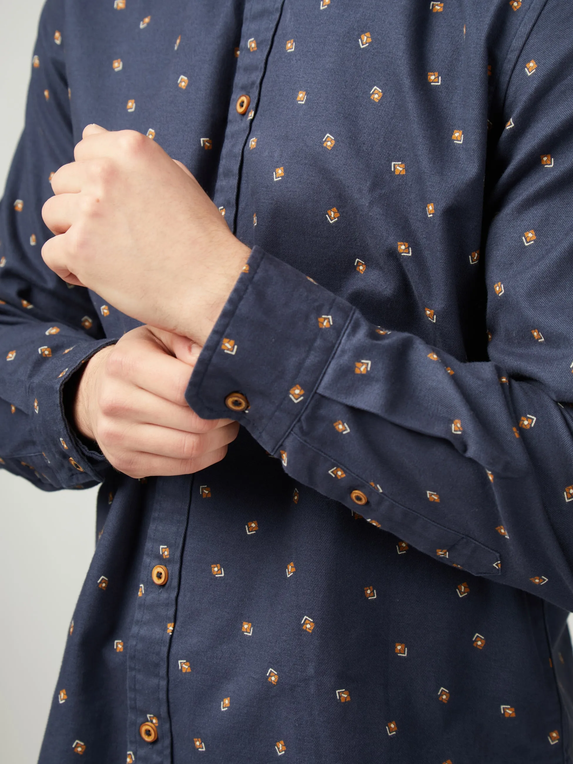 Scattered Geo Print Brushed Twill - Mood Indigo sold by Ben Sherman product image thumbnail 4