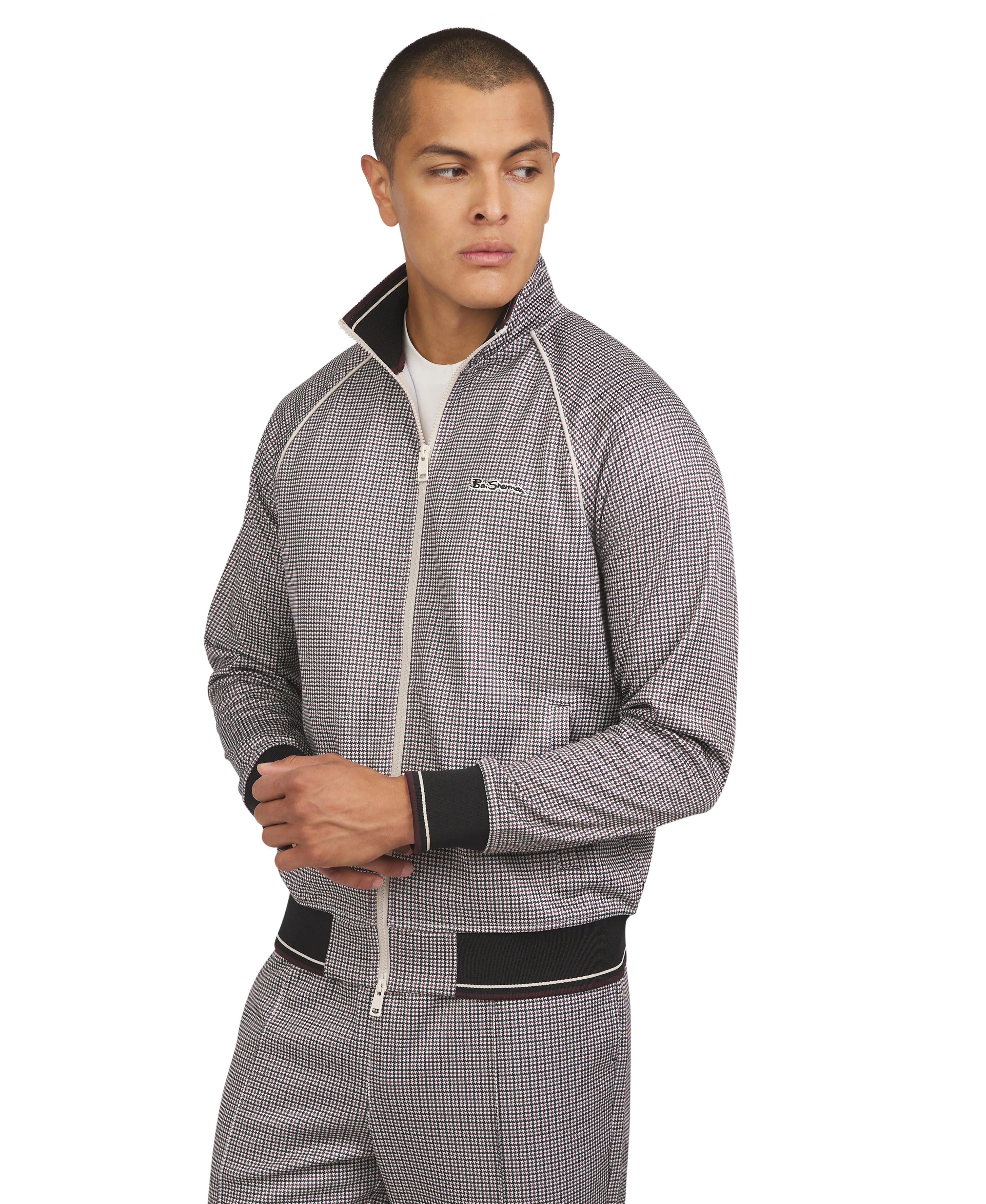 Houndstooth Tricot Track Jacket - Tofu sold by Ben Sherman product image thumbnail 2