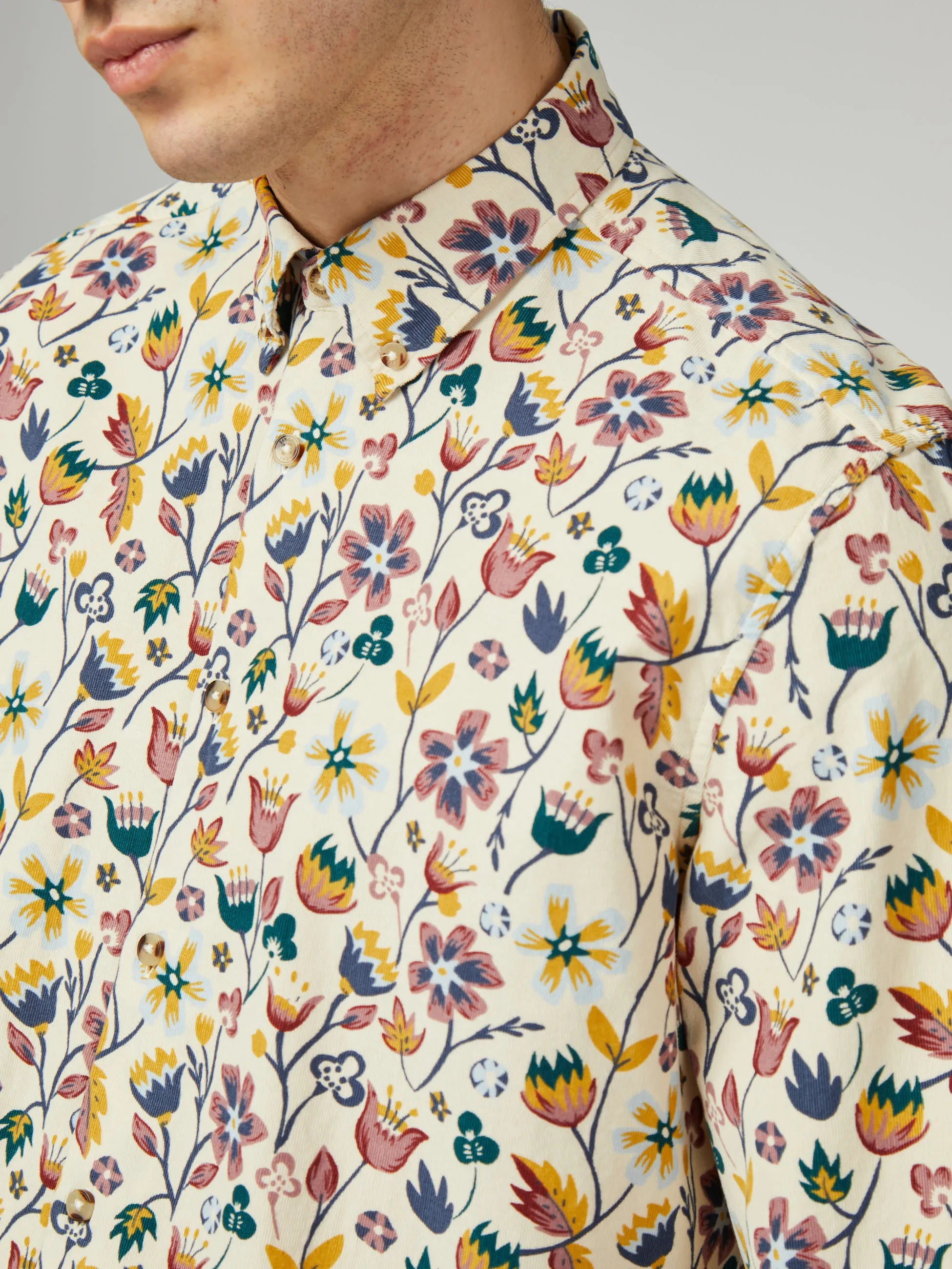 Floral Printed Cord - Fog sold by Ben Sherman product image thumbnail 4