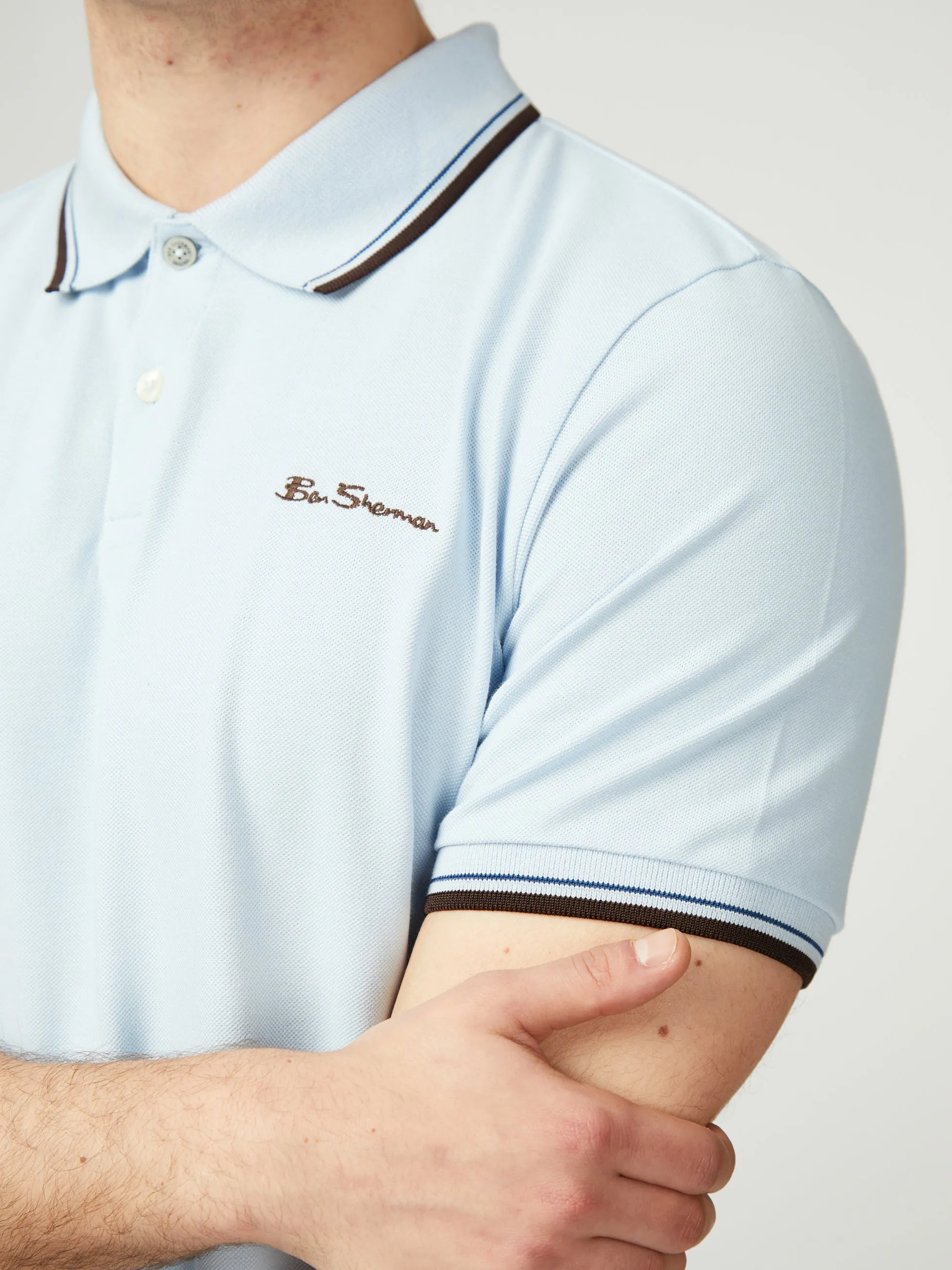 Signature Pique Polo - Sky sold by Ben Sherman product image thumbnail 5