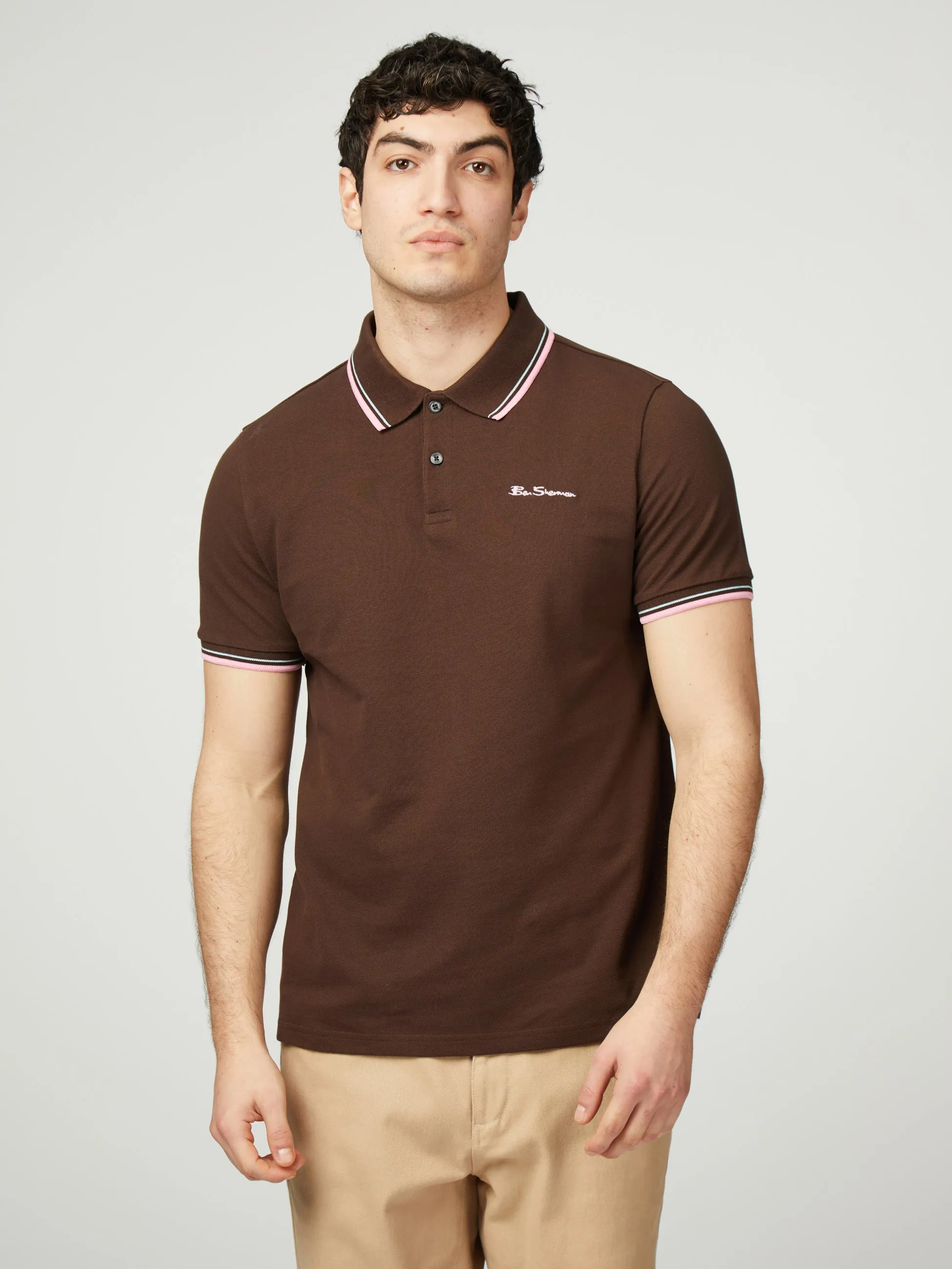 Signature Pique Polo - Dark Brown sold by Ben Sherman
