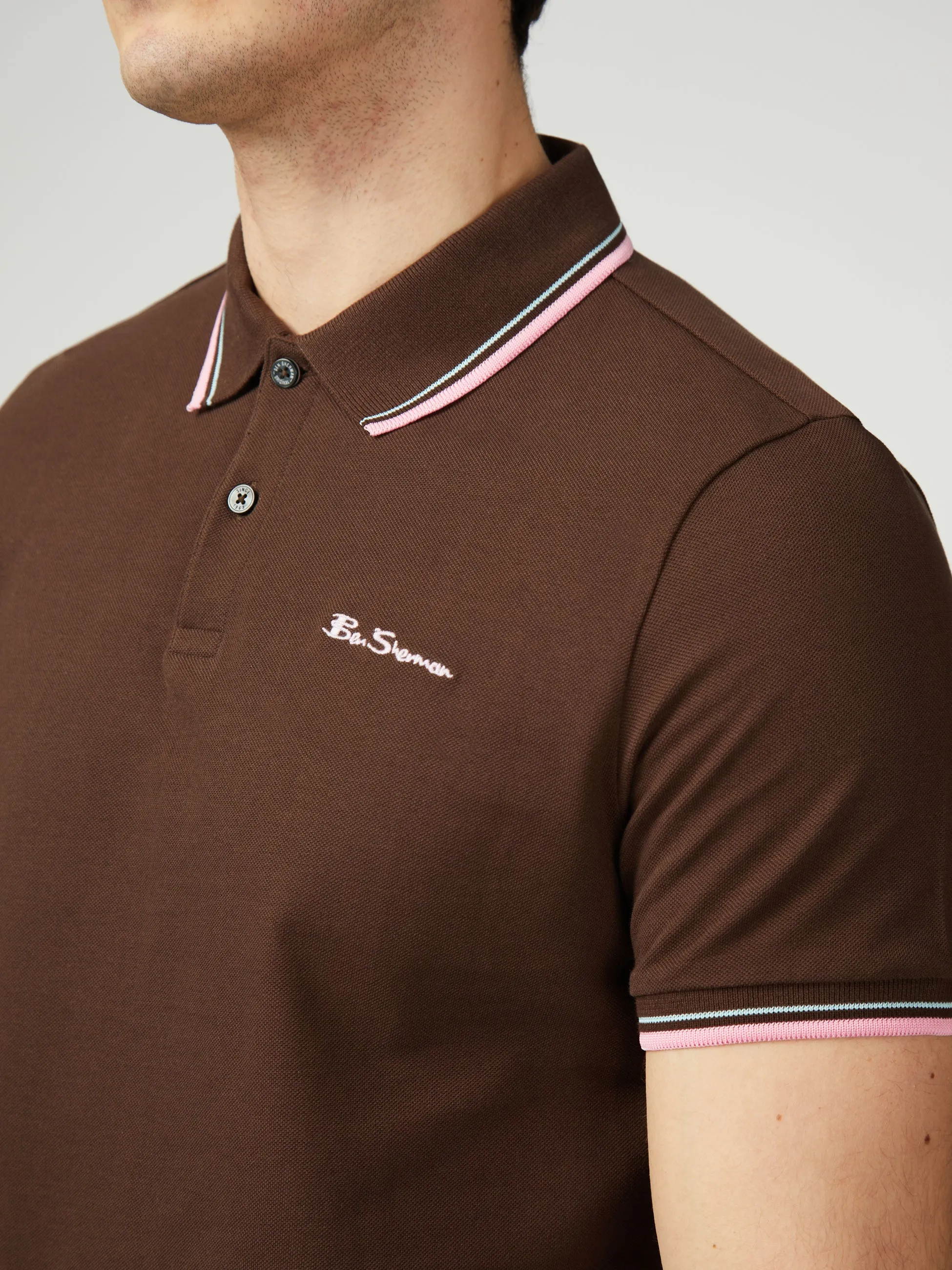 Signature Pique Polo - Dark Brown sold by Ben Sherman product image thumbnail 5