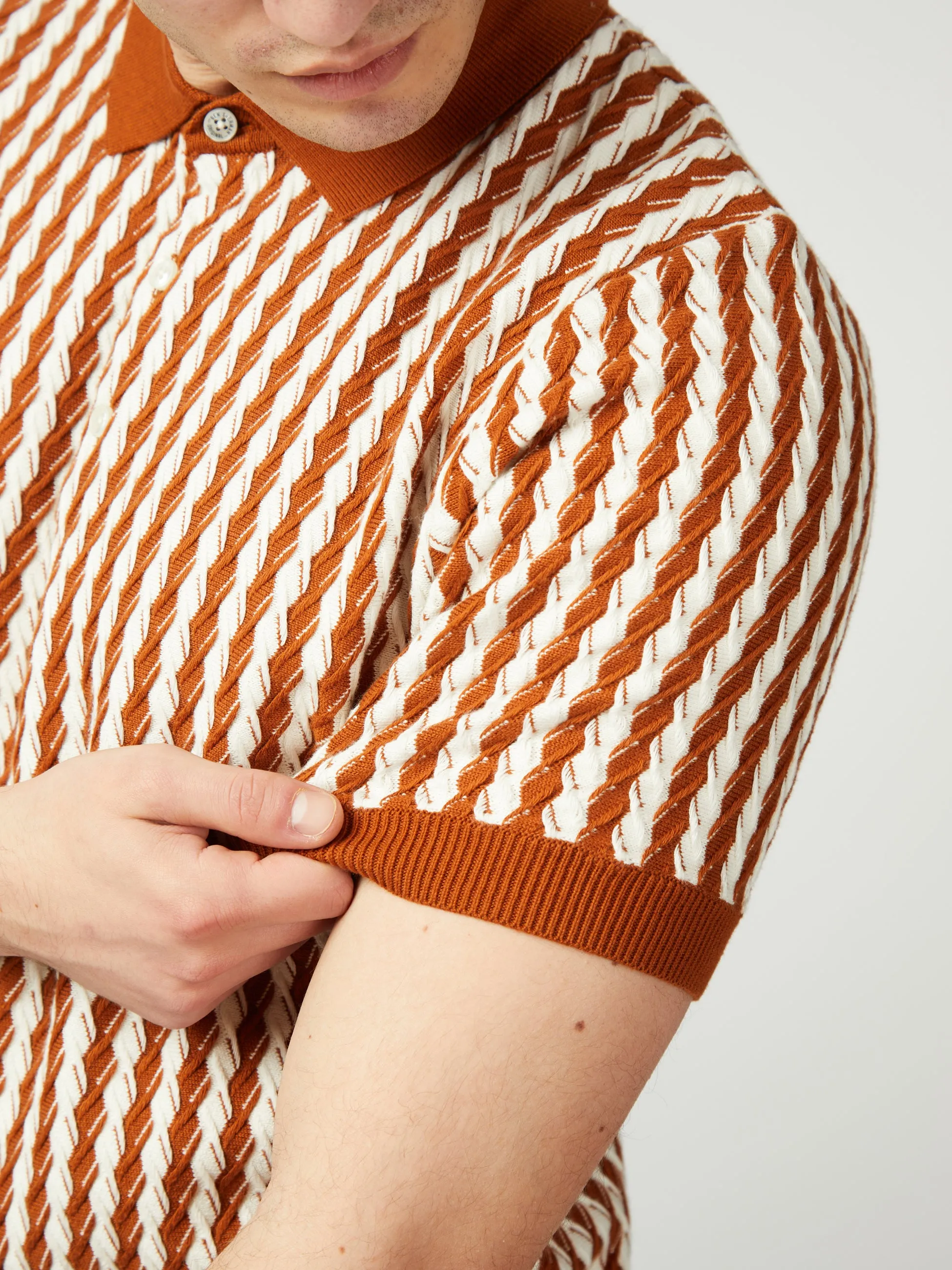 All Over Diamond Textured Polo - Orange sold by Ben Sherman product image thumbnail 4
