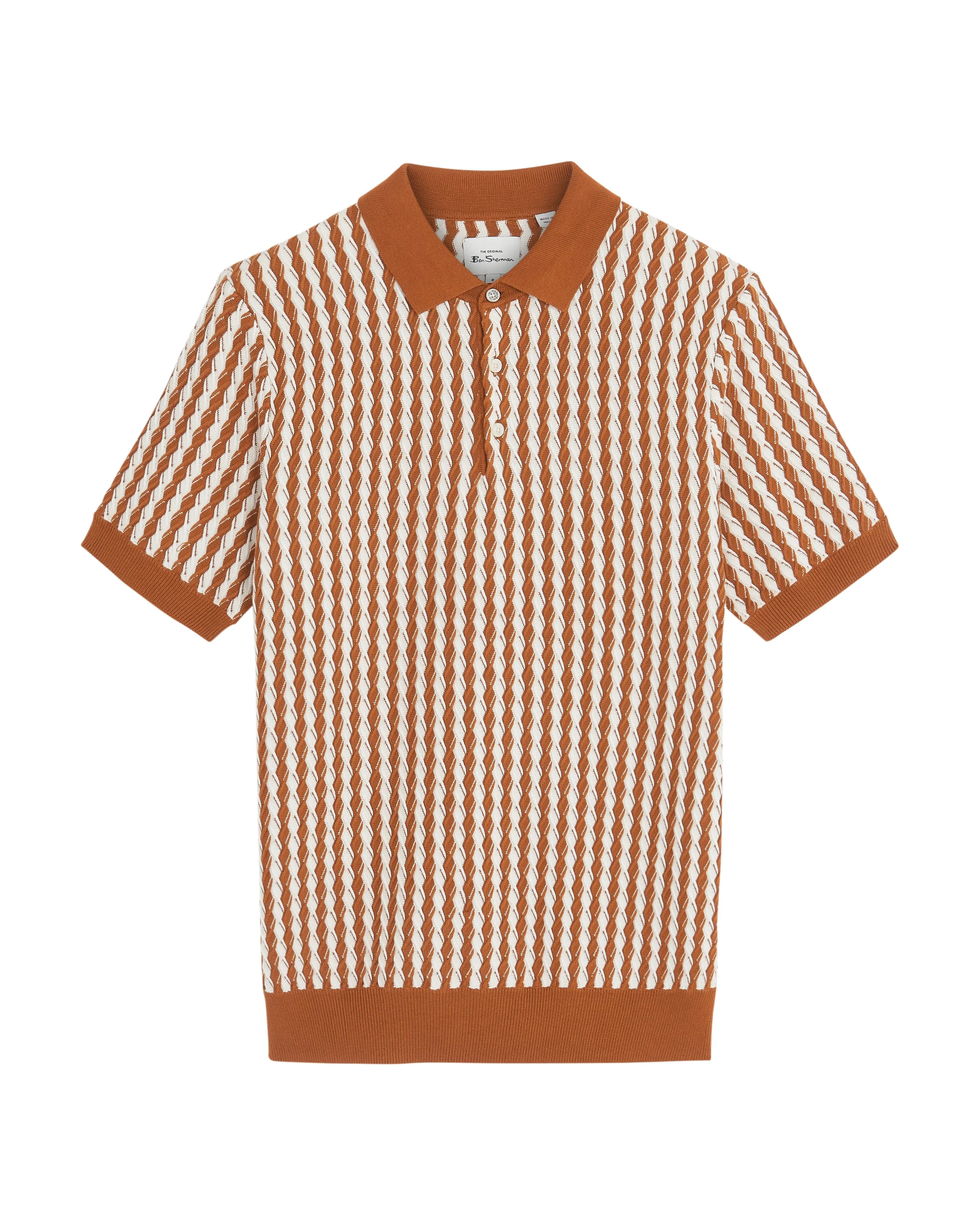 All Over Diamond Textured Polo - Orange sold by Ben Sherman product image thumbnail 5