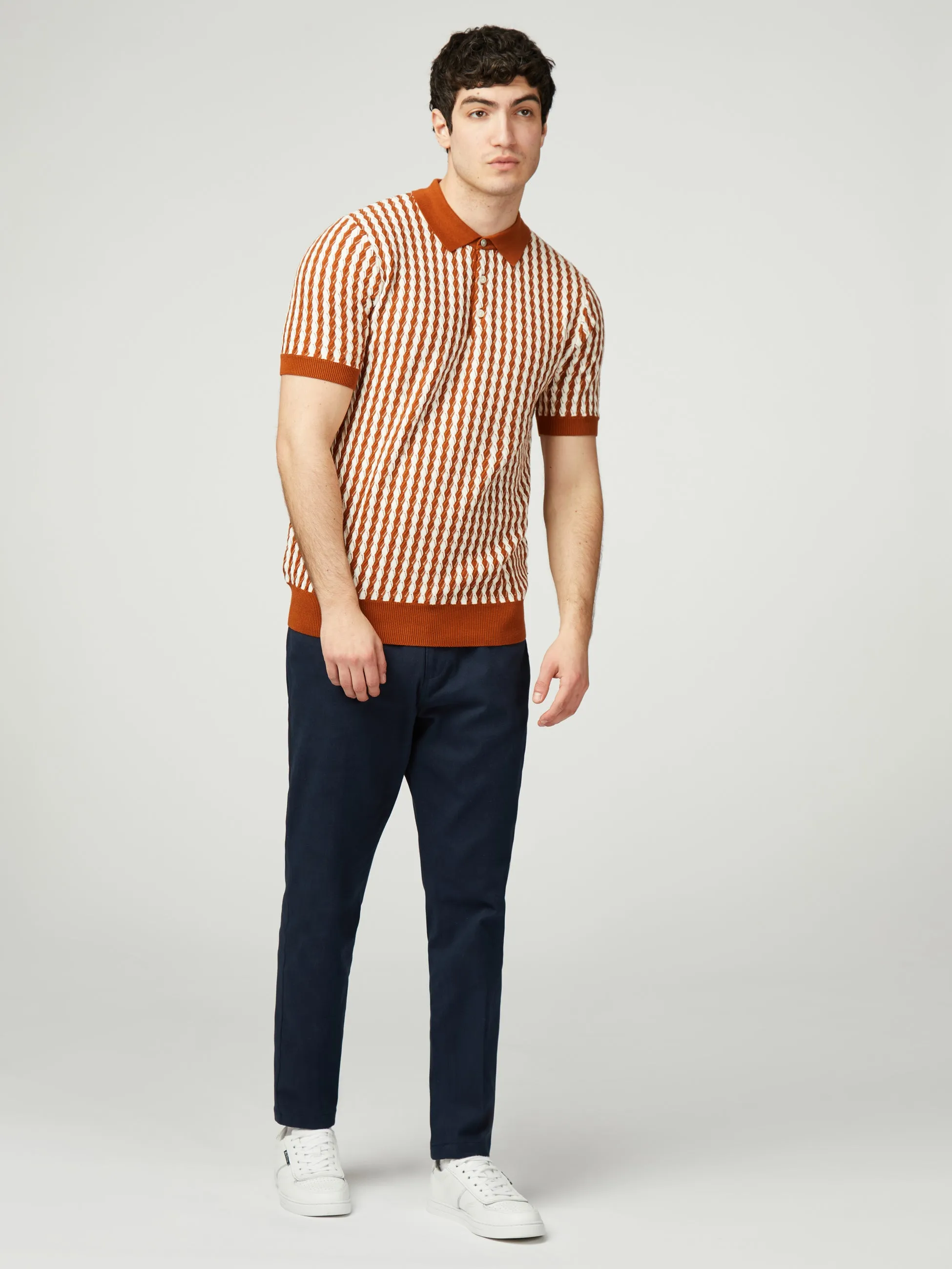 All Over Diamond Textured Polo - Orange sold by Ben Sherman product image thumbnail 2
