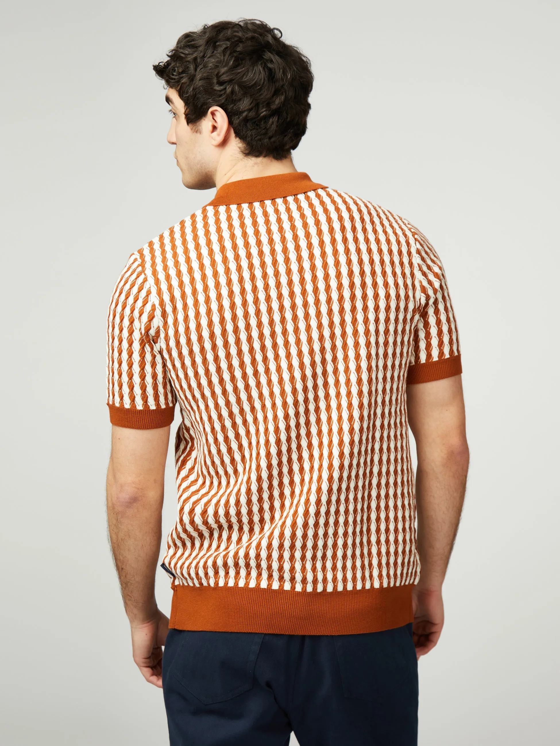 All Over Diamond Textured Polo - Orange sold by Ben Sherman product image thumbnail 3