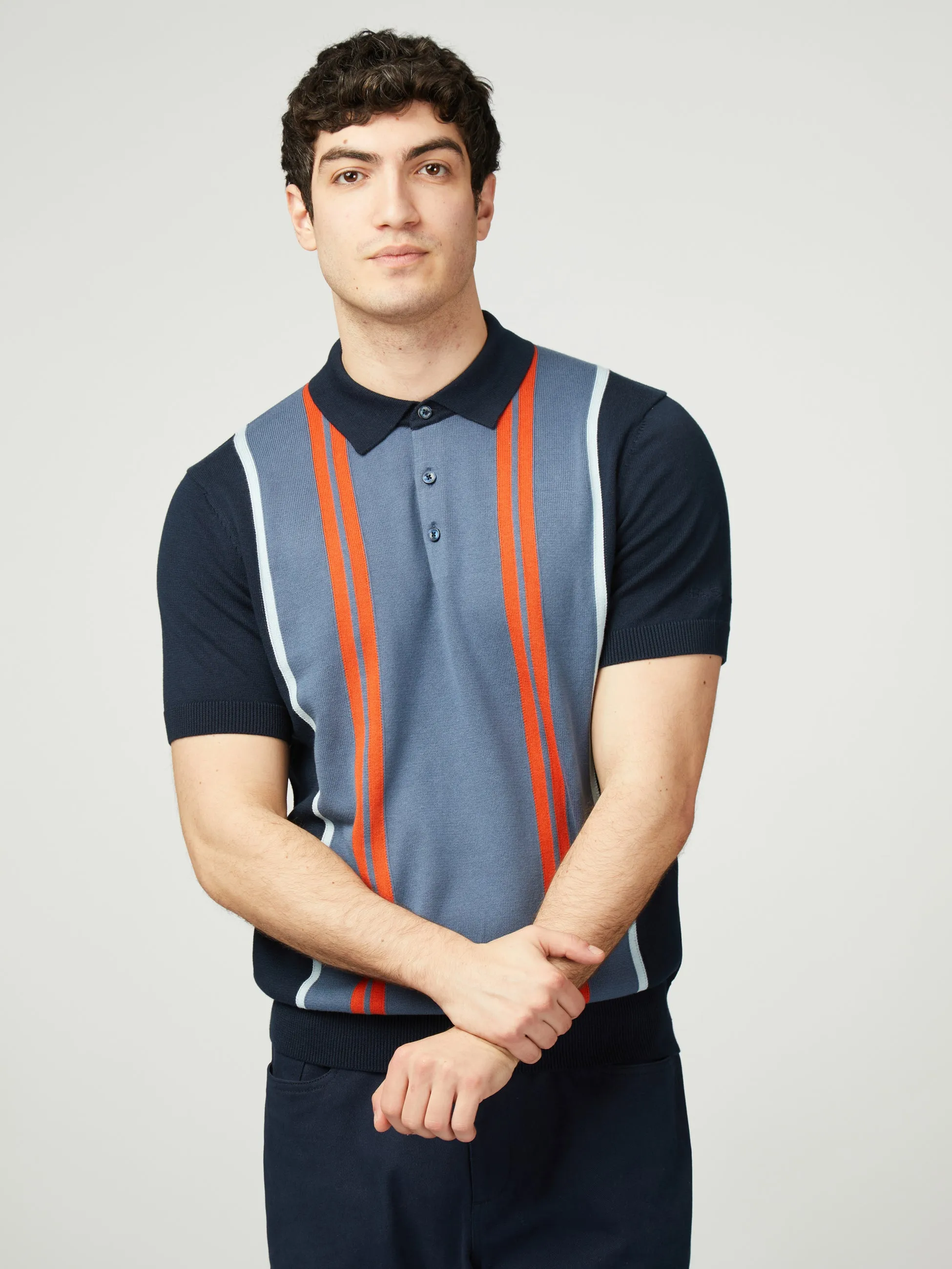 Vertical Stripe Polo - Dark Navy sold by Ben Sherman