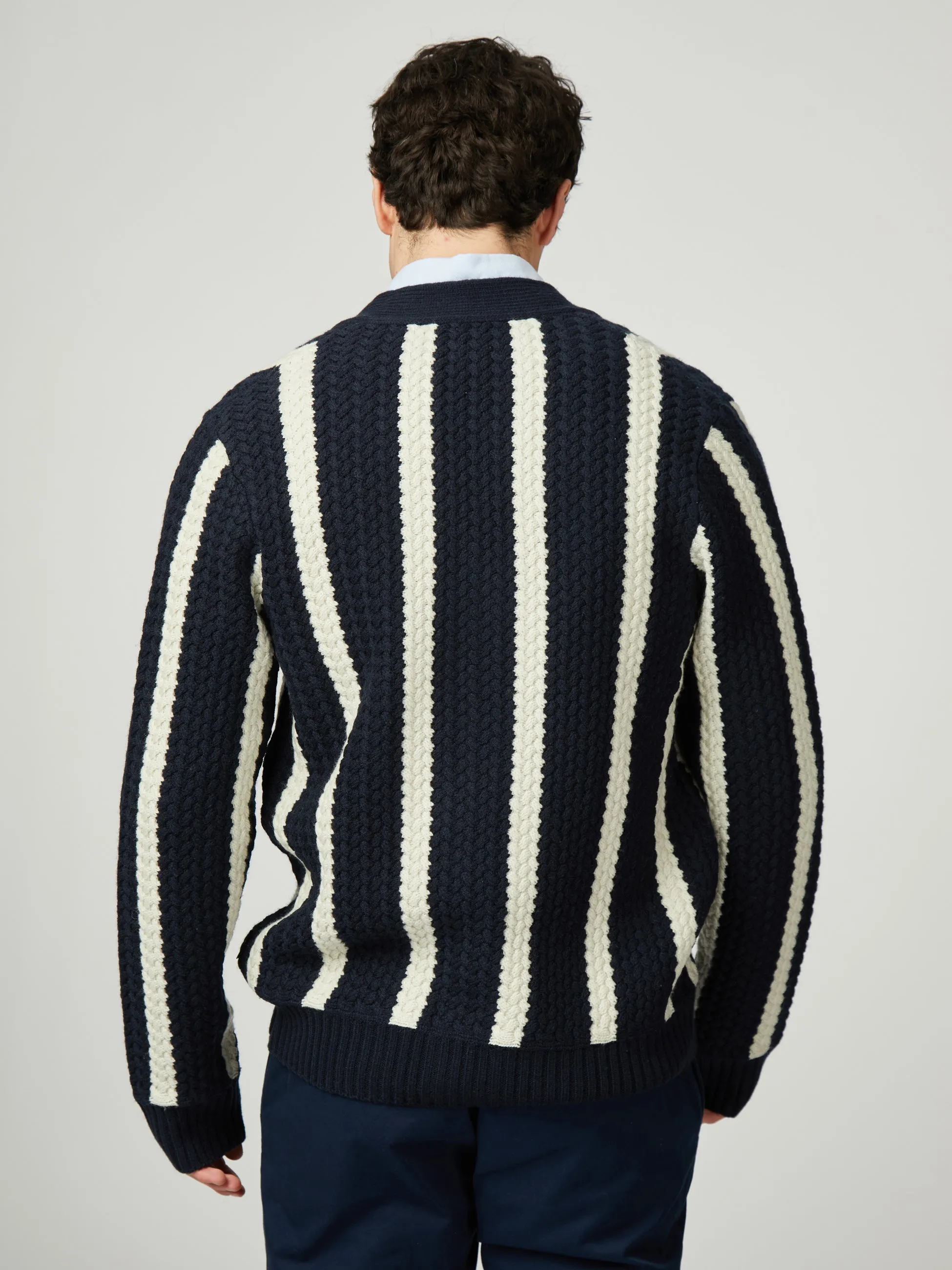 Textured Stripe Cardigan - Dark Navy sold by Ben Sherman product image thumbnail 3