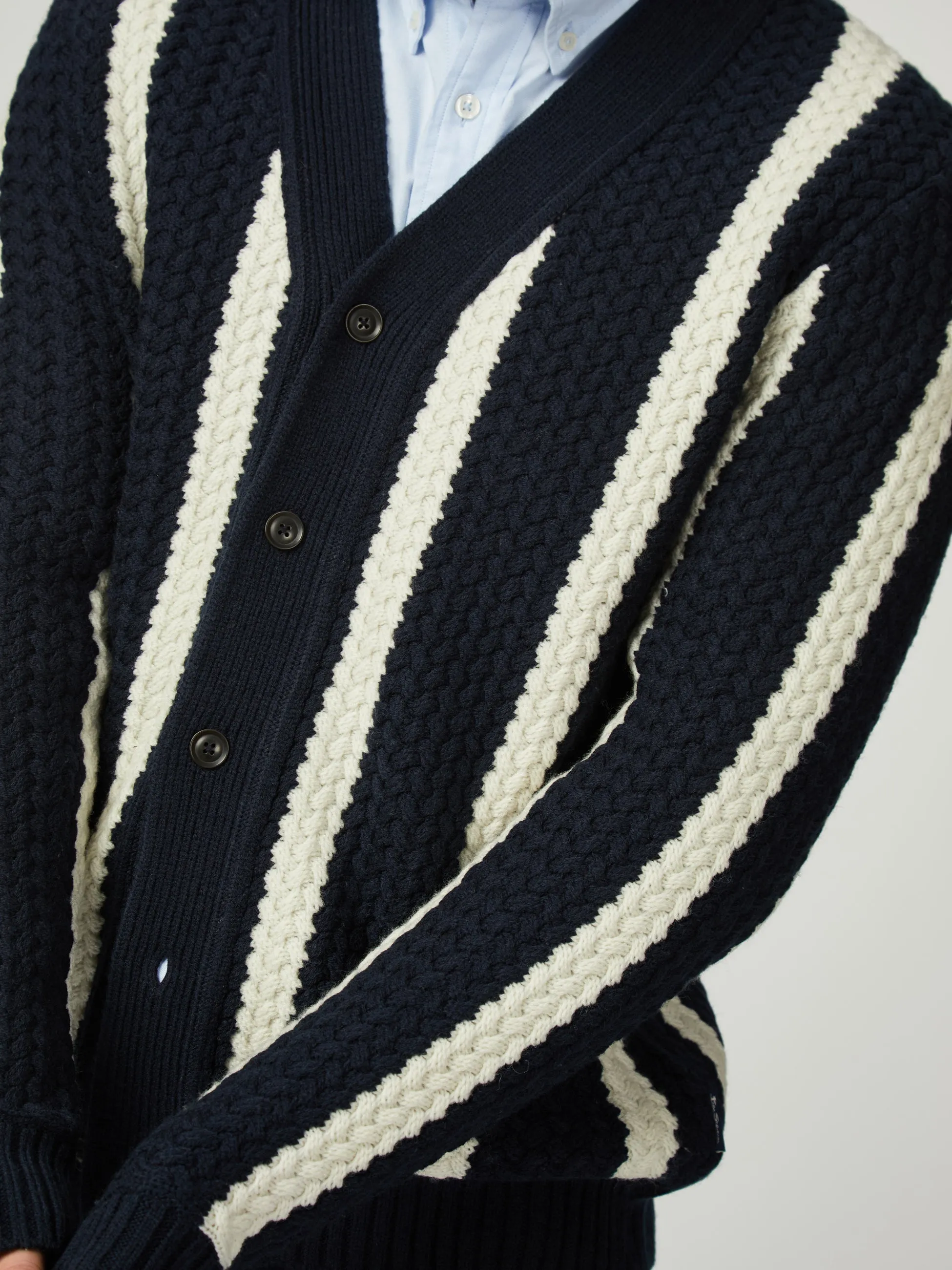 Textured Stripe Cardigan - Dark Navy sold by Ben Sherman product image thumbnail 4