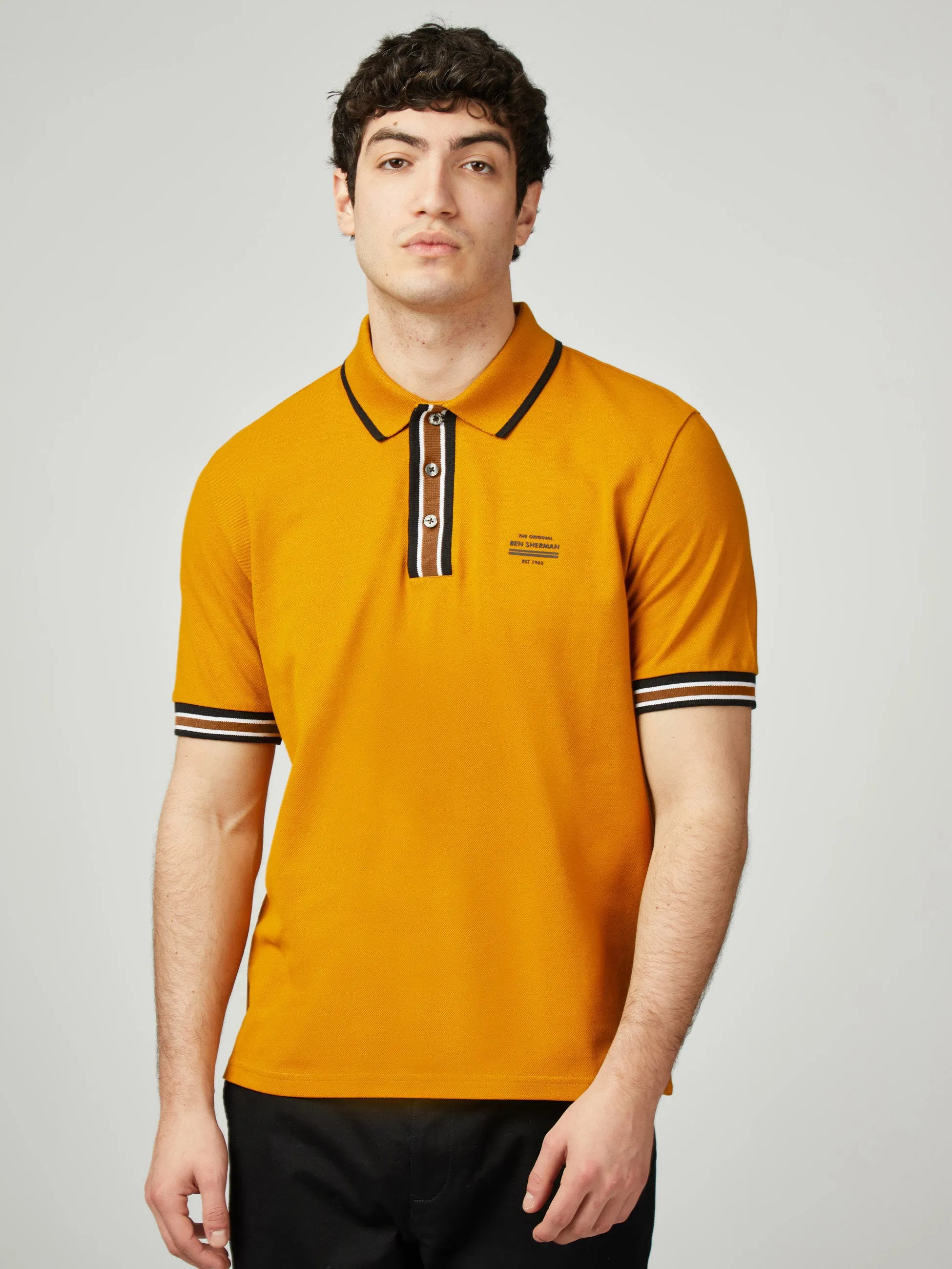 Placket Interest Polo - Antique Gold sold by Ben Sherman