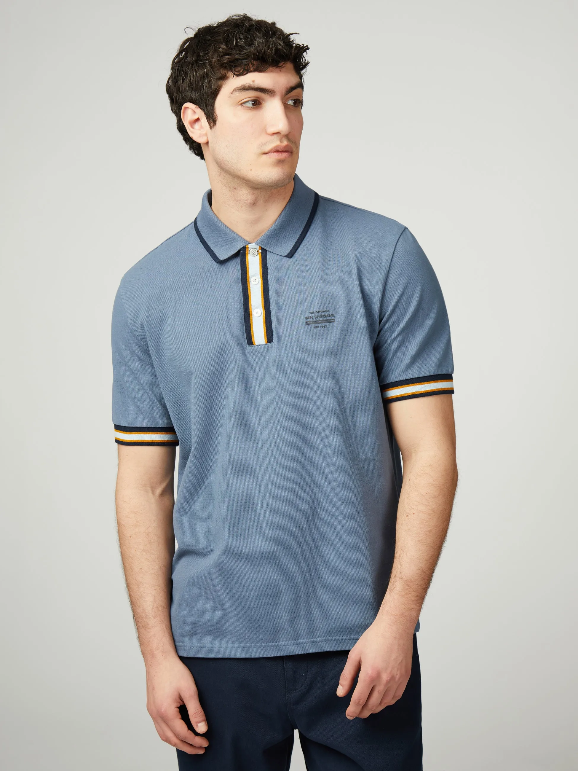 Placket Interest Polo - Sea sold by Ben Sherman