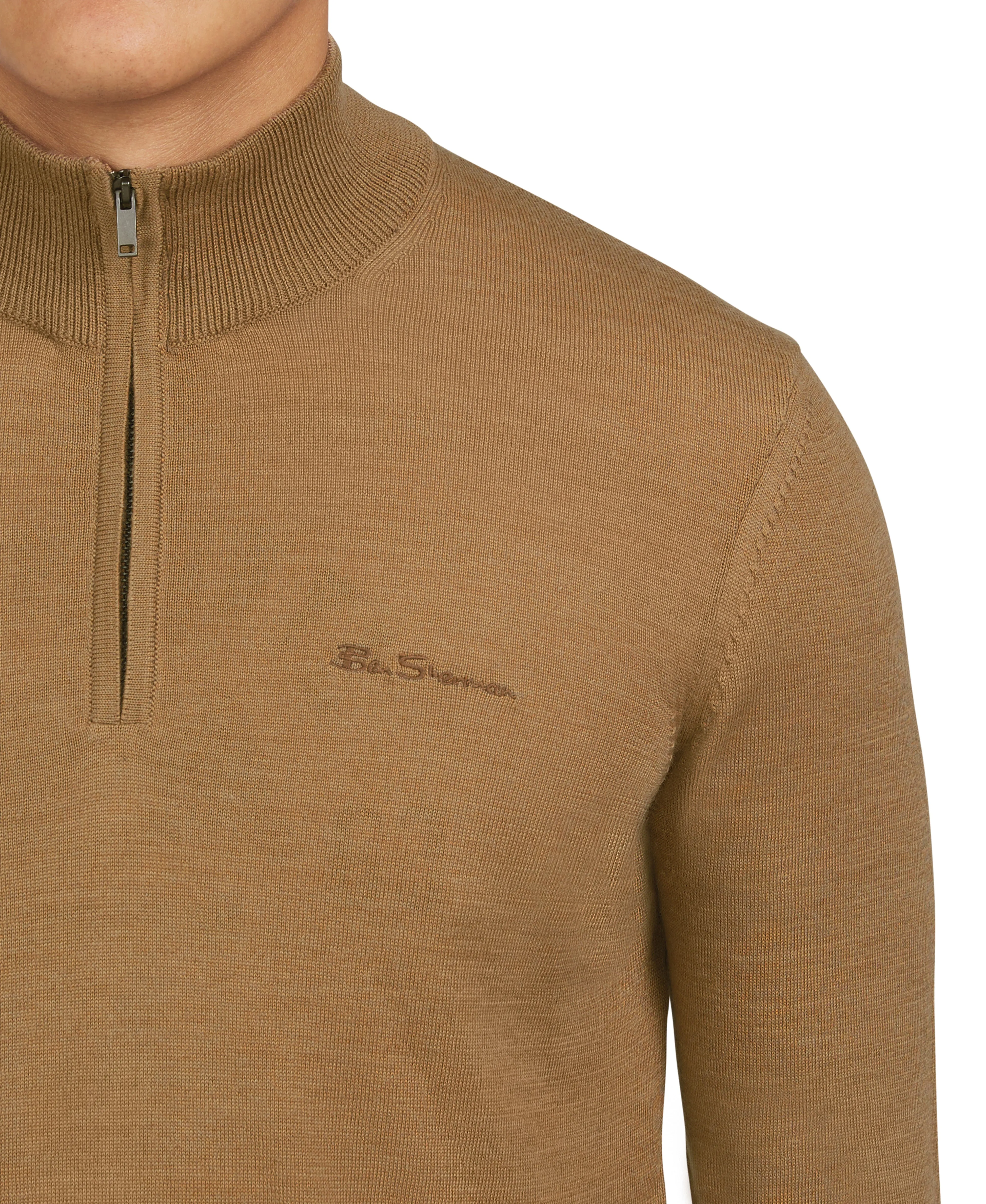 Merino Half Zip - Light Brown sold by Ben Sherman product image thumbnail 2