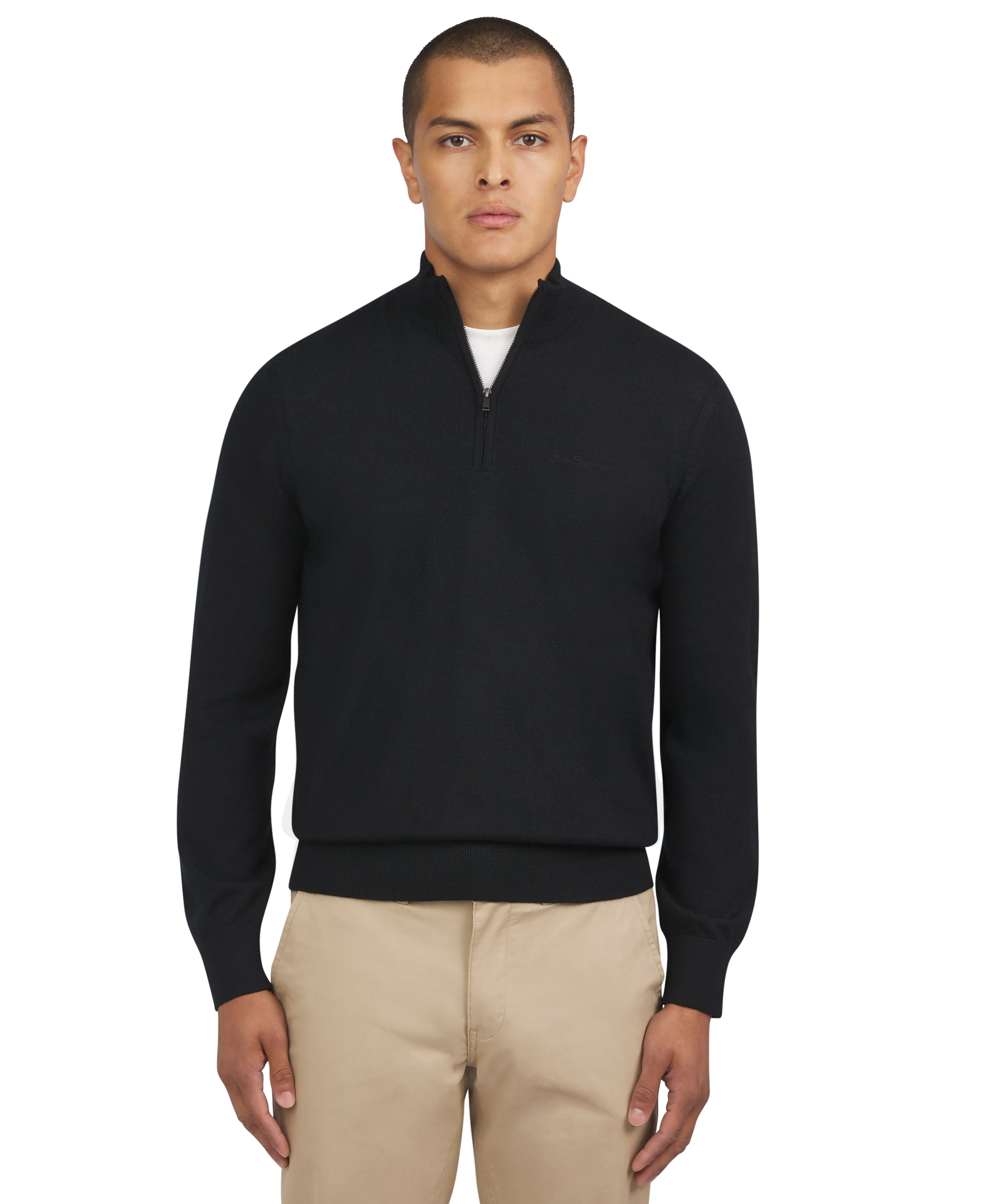 Merino Half Zip - Black sold by Ben Sherman