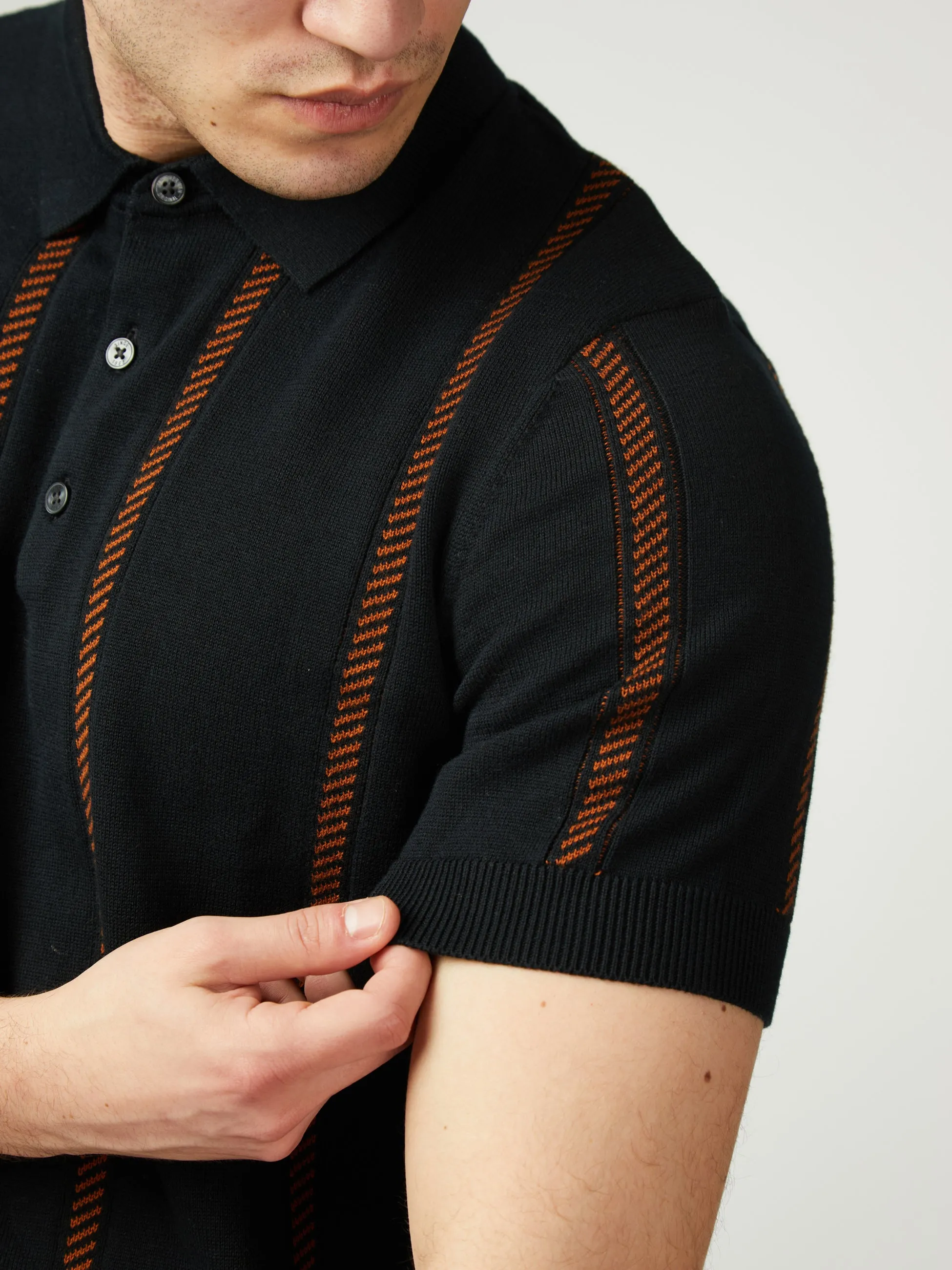 Jacquard Stripe Polo - Black sold by Ben Sherman product image thumbnail 4