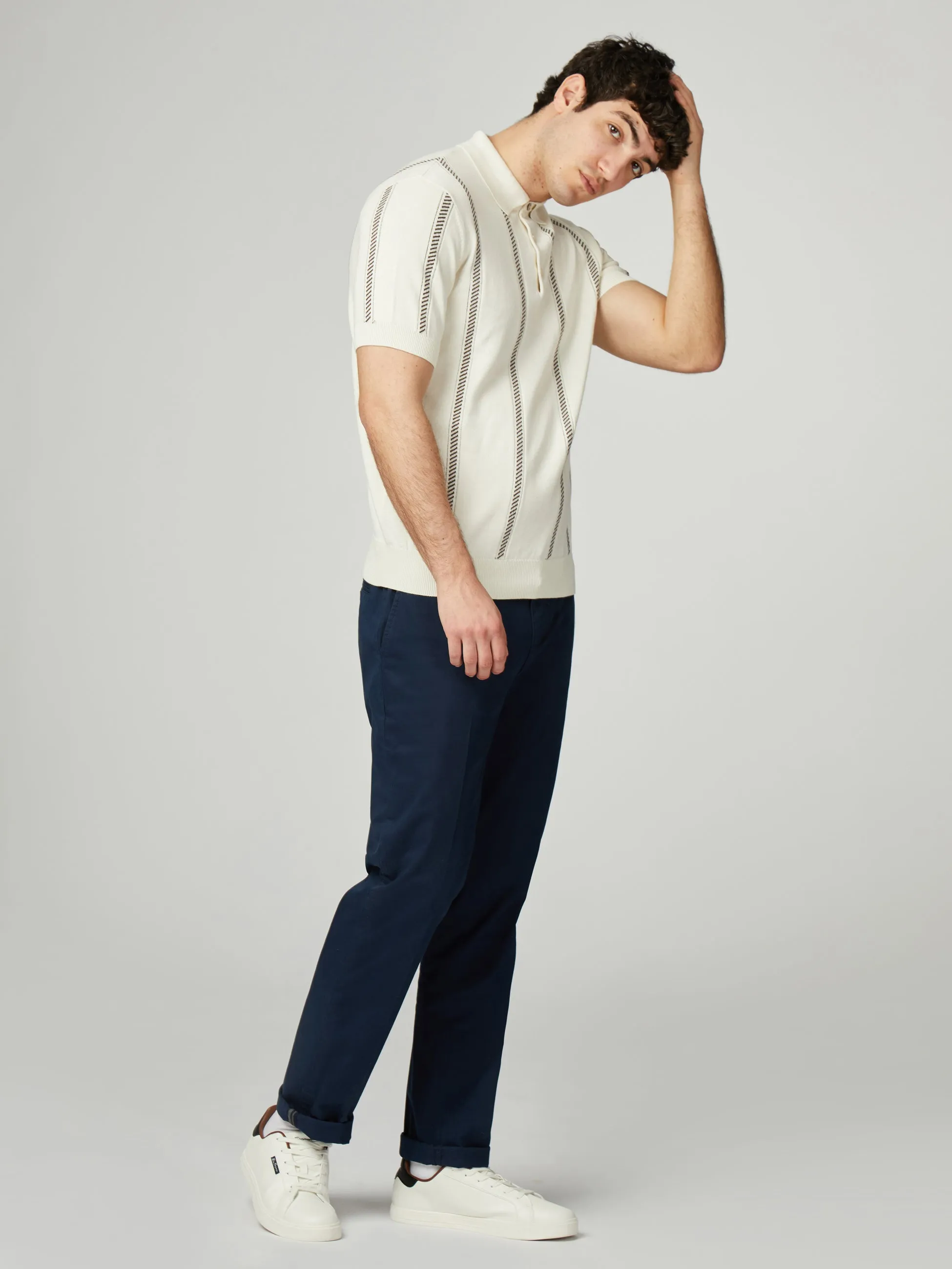 Jacquard Stripe Polo - Ivory sold by Ben Sherman product image thumbnail 2