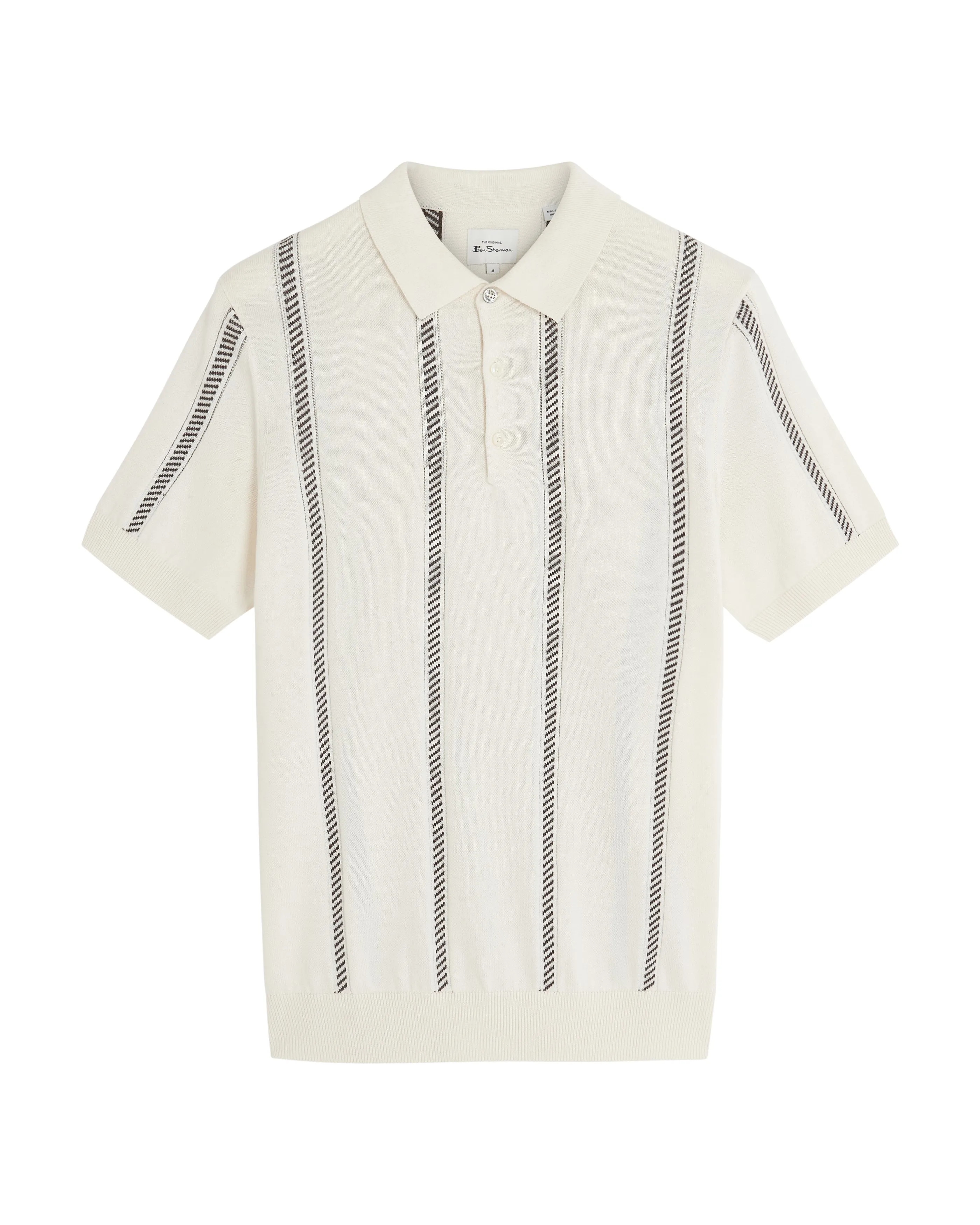 Jacquard Stripe Polo - Ivory sold by Ben Sherman product image thumbnail 5