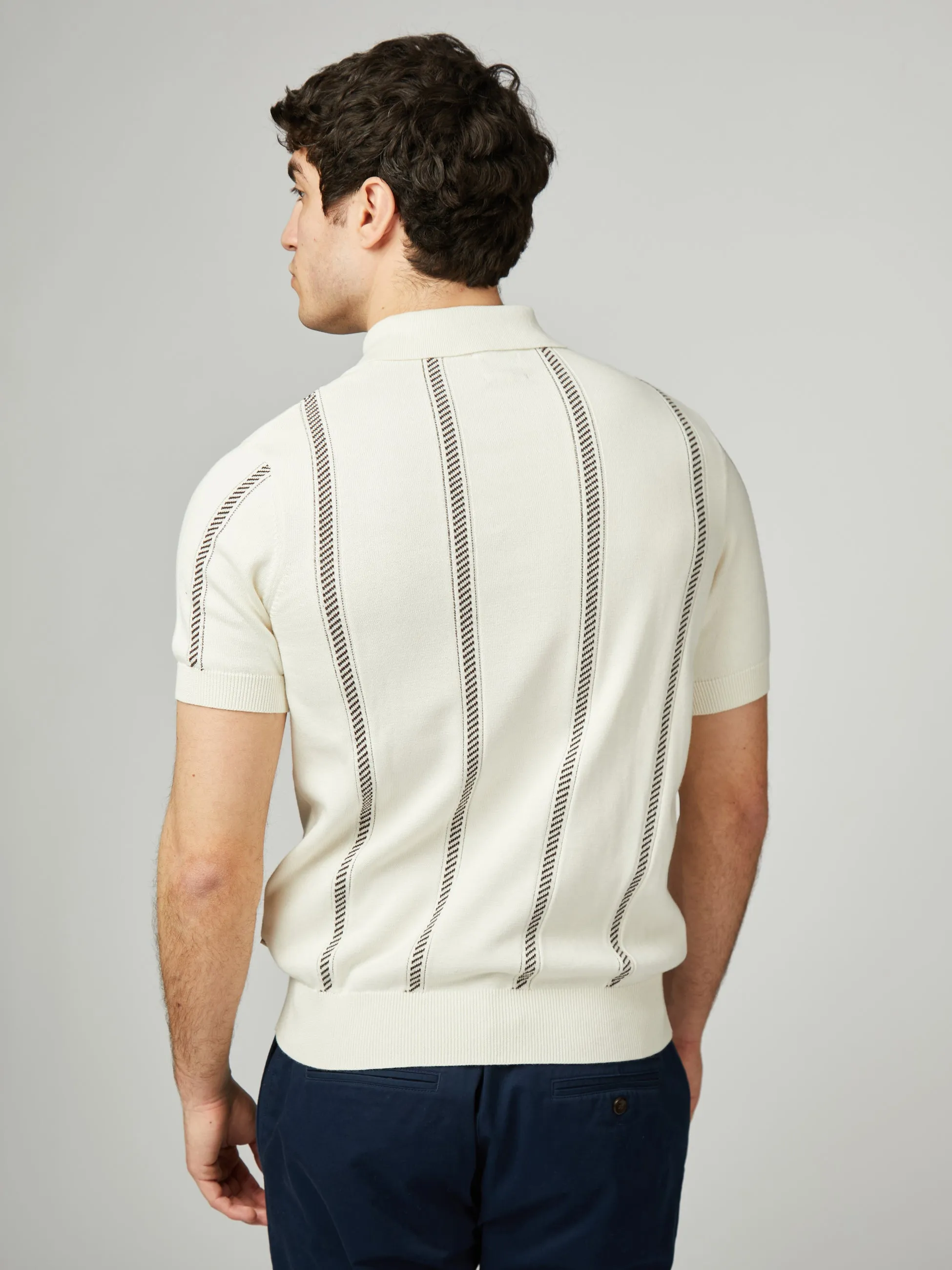 Jacquard Stripe Polo - Ivory sold by Ben Sherman product image thumbnail 3