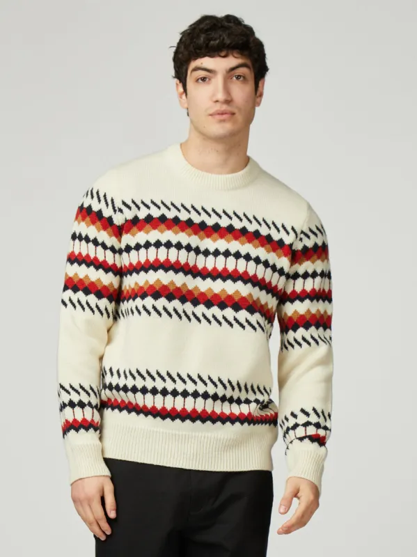 Fairisle Crew - Ivory sold by Ben Sherman