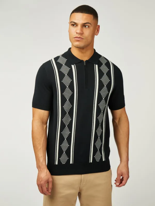 Argyle Jacquard Polo - Black sold by Ben Sherman