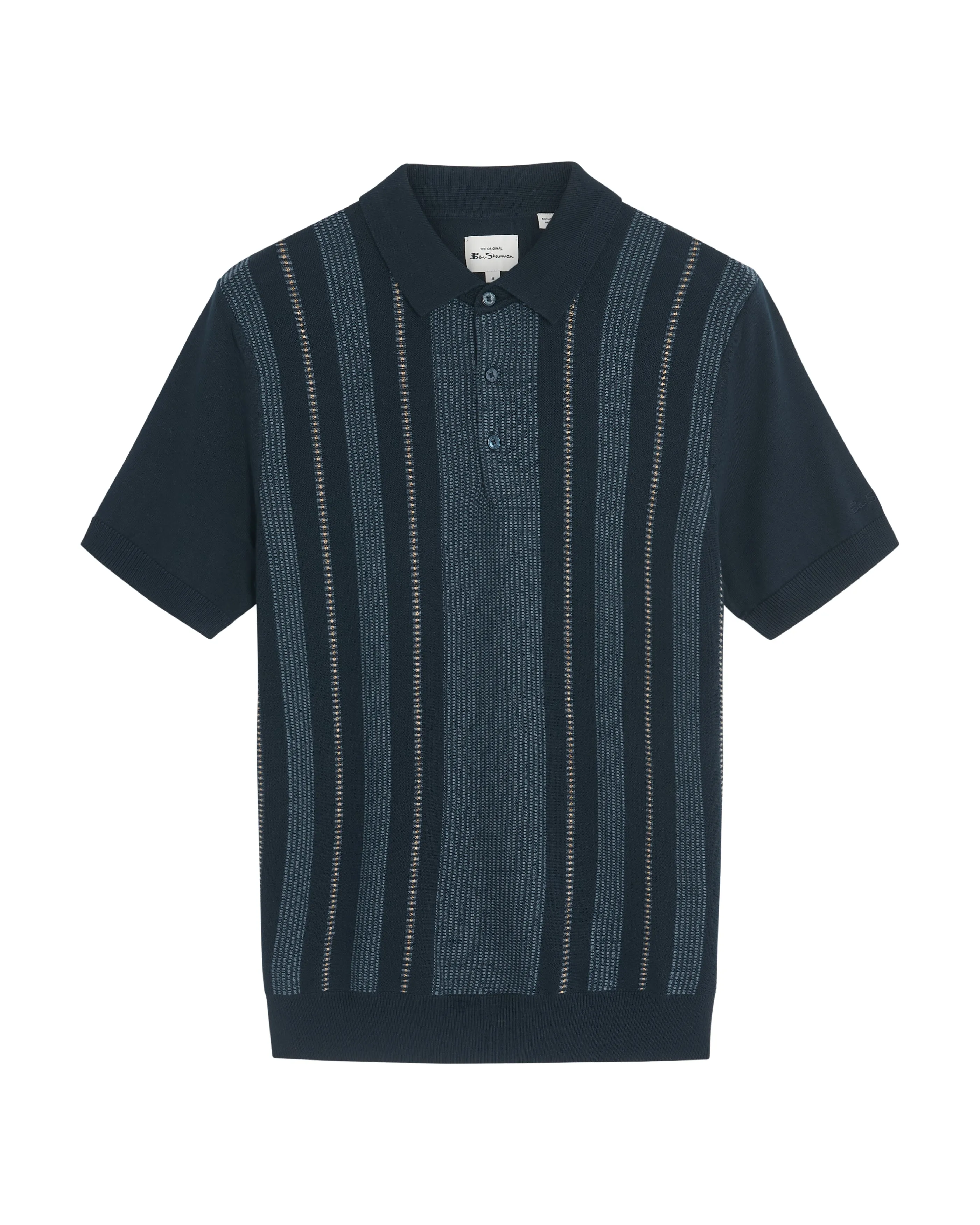 Birdseye Stripe Polo - Dark Navy sold by Ben Sherman product image thumbnail 5