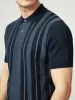 Birdseye Stripe Polo - Dark Navy sold by Ben Sherman