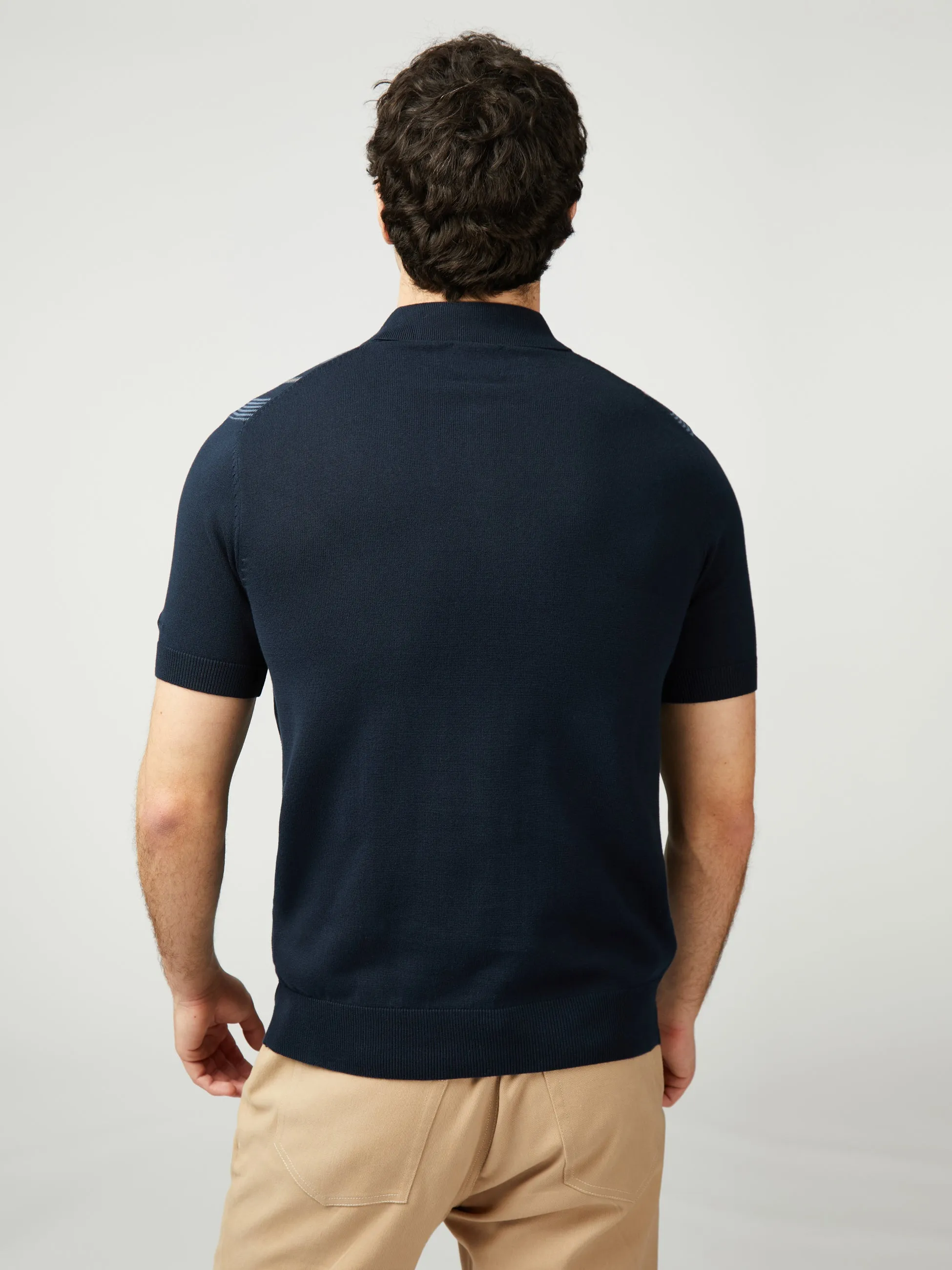 Birdseye Stripe Polo - Dark Navy sold by Ben Sherman product image thumbnail 3