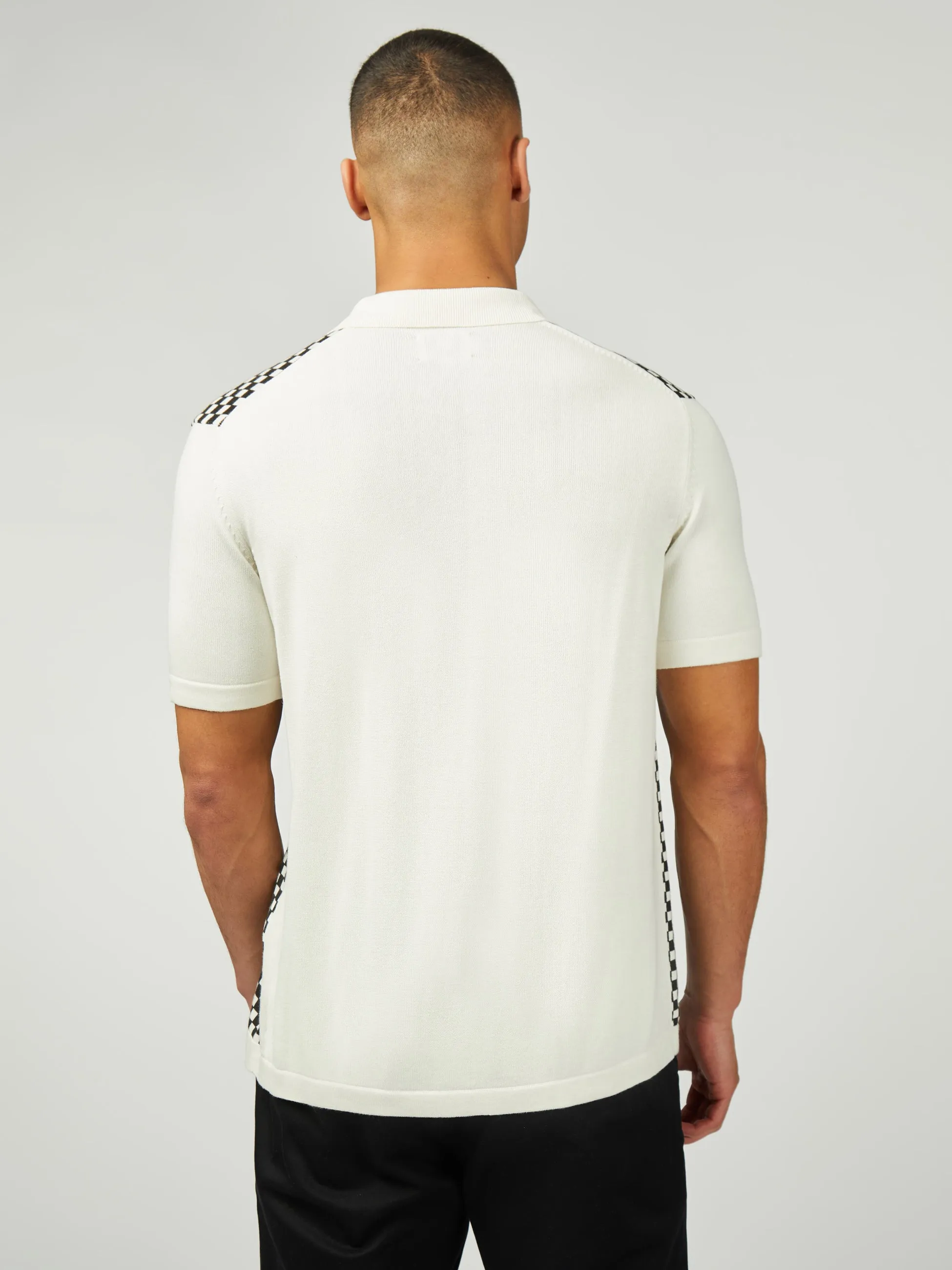 Ace Cafe Chequerboard Zip Through Polo - Ivory sold by Ben Sherman product image thumbnail 3