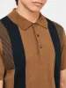 Intarsia Stripe Knit Polo - Ginger sold by Ben Sherman