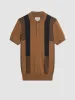 Intarsia Stripe Knit Polo - Ginger sold by Ben Sherman