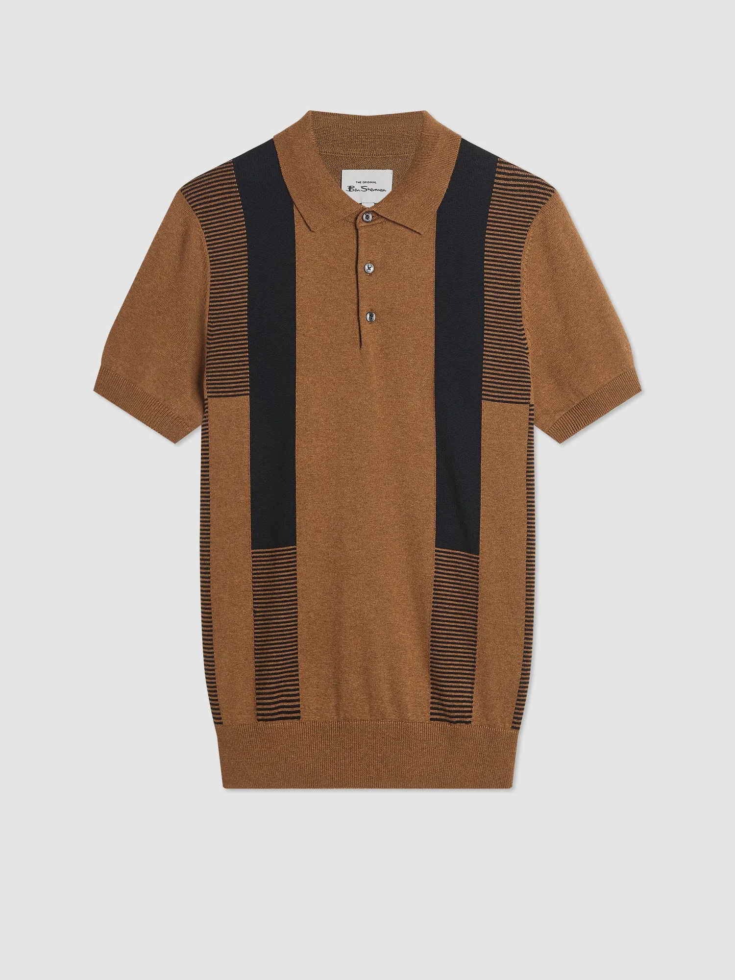 Intarsia Stripe Knit Polo - Ginger sold by Ben Sherman product image thumbnail 2